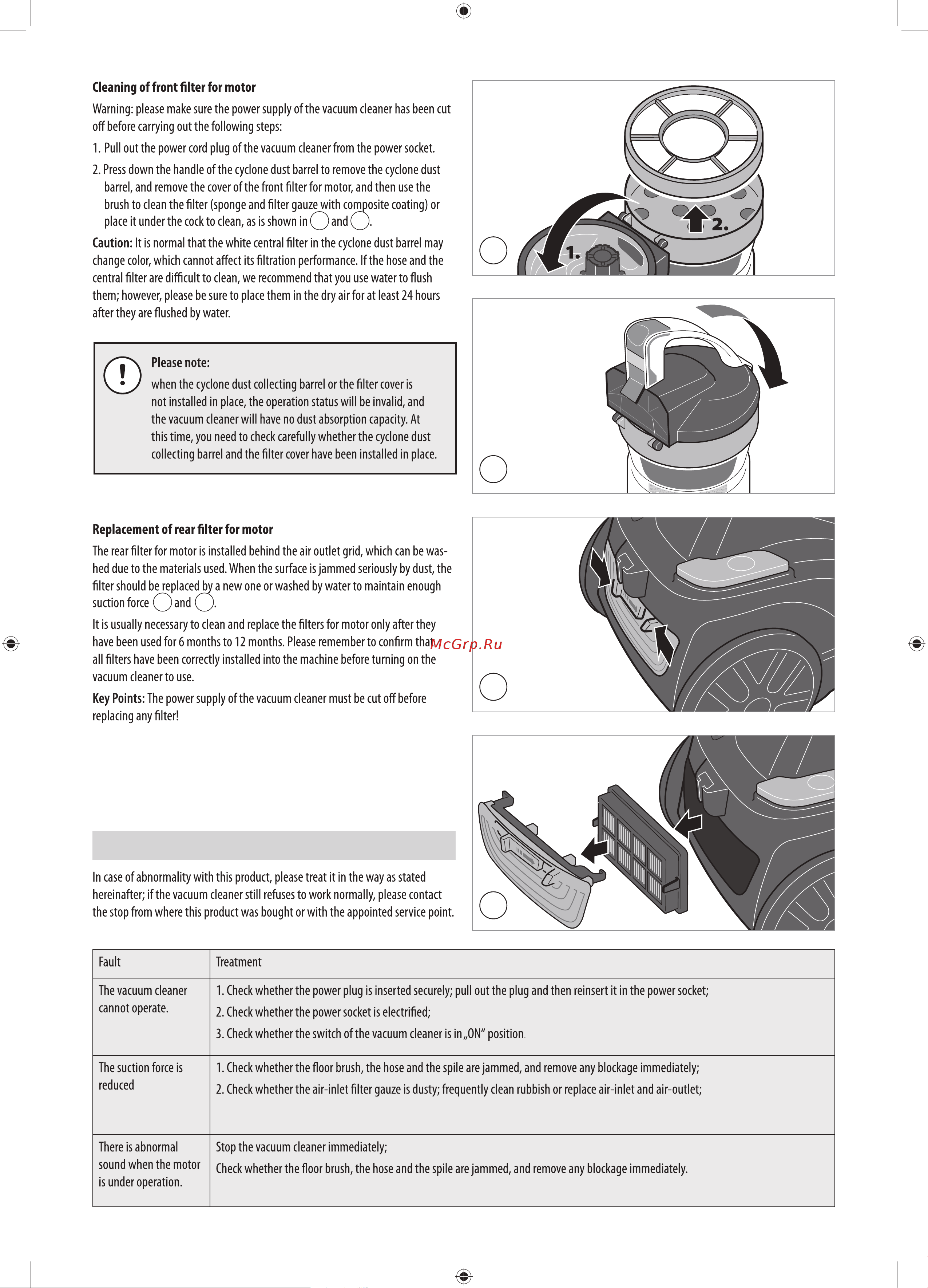 Thomas Multi Cyclone Pro 14 [24/28] Faults and repair