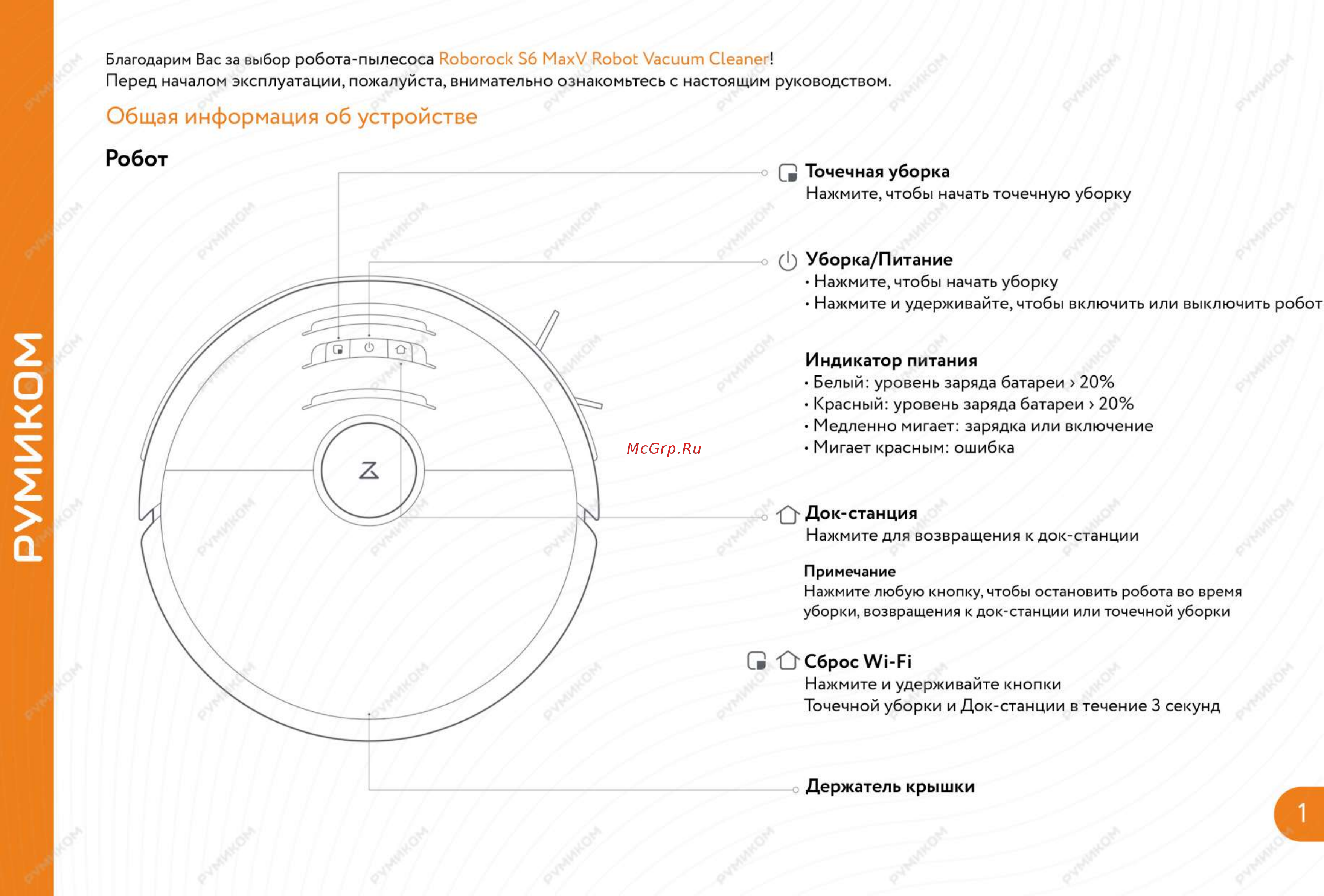 Xiaomi Roborock S6 MaxV Robot Vacuum Cleaner Руководство по эксплуатации онлайн [2/25] 716928