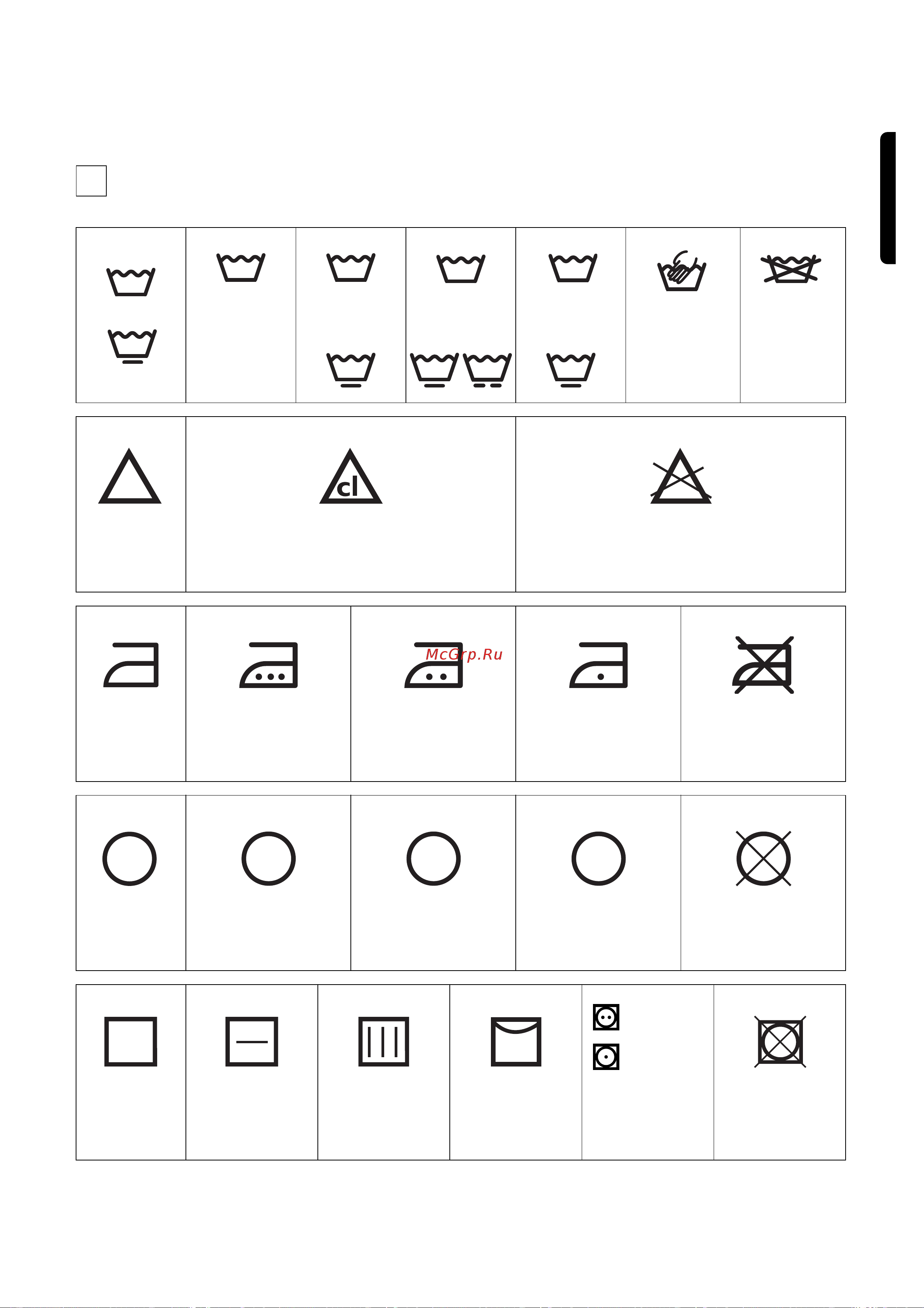 Zanussi FL 574CN [11/39] International wash code symbols