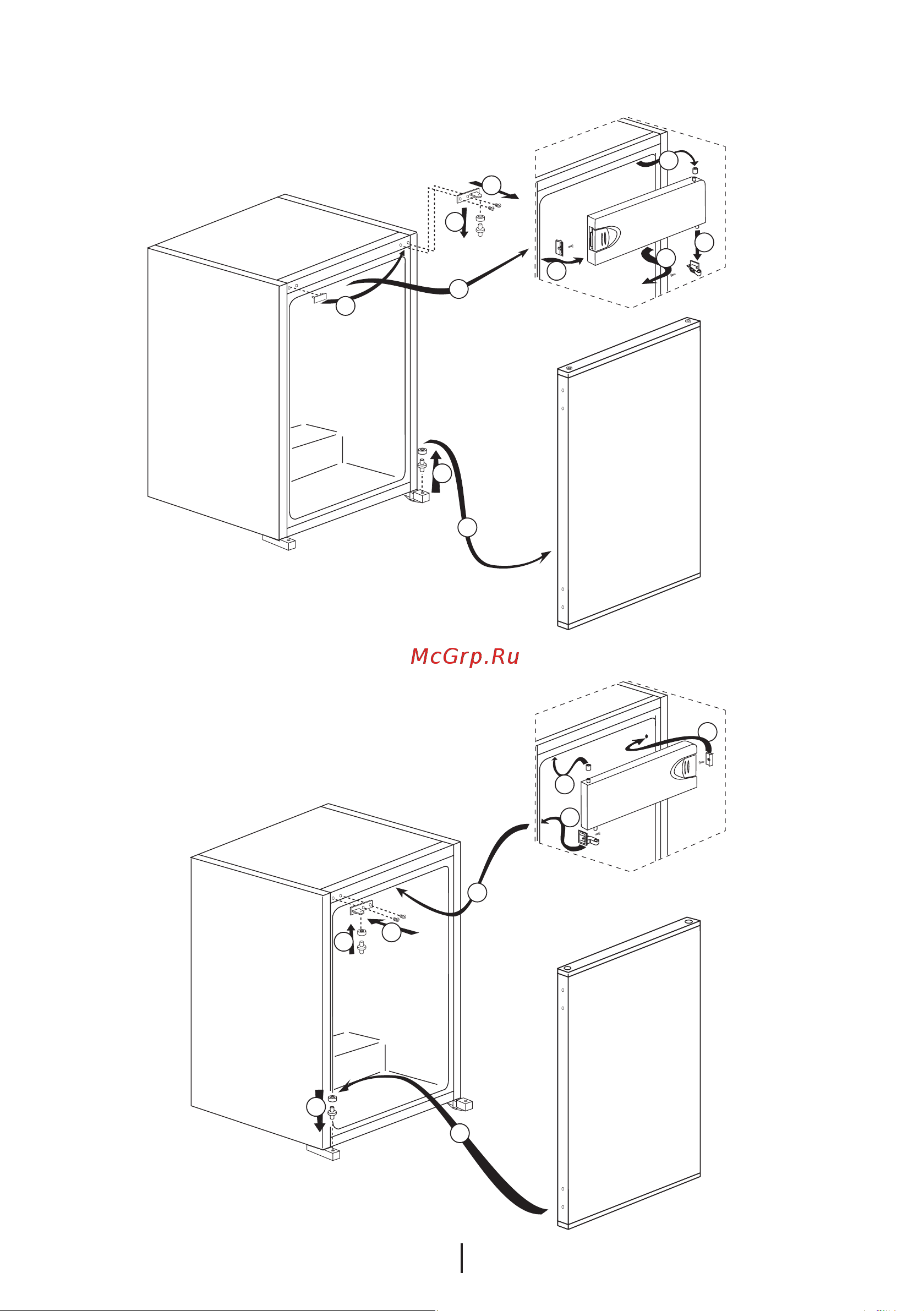 Beko B 1751 [12/105] Перевешивание дверей