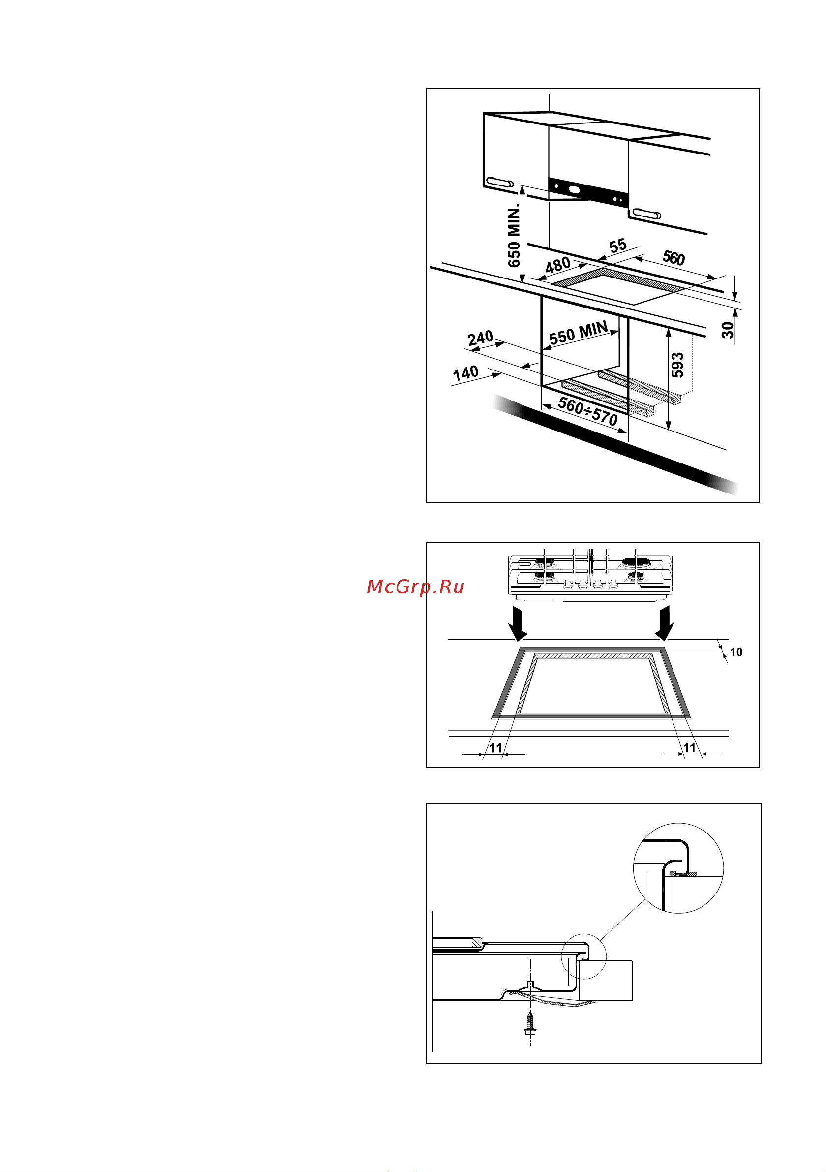 Electrolux EHG 6833 [41/76] Встраивание и крепление к мебели