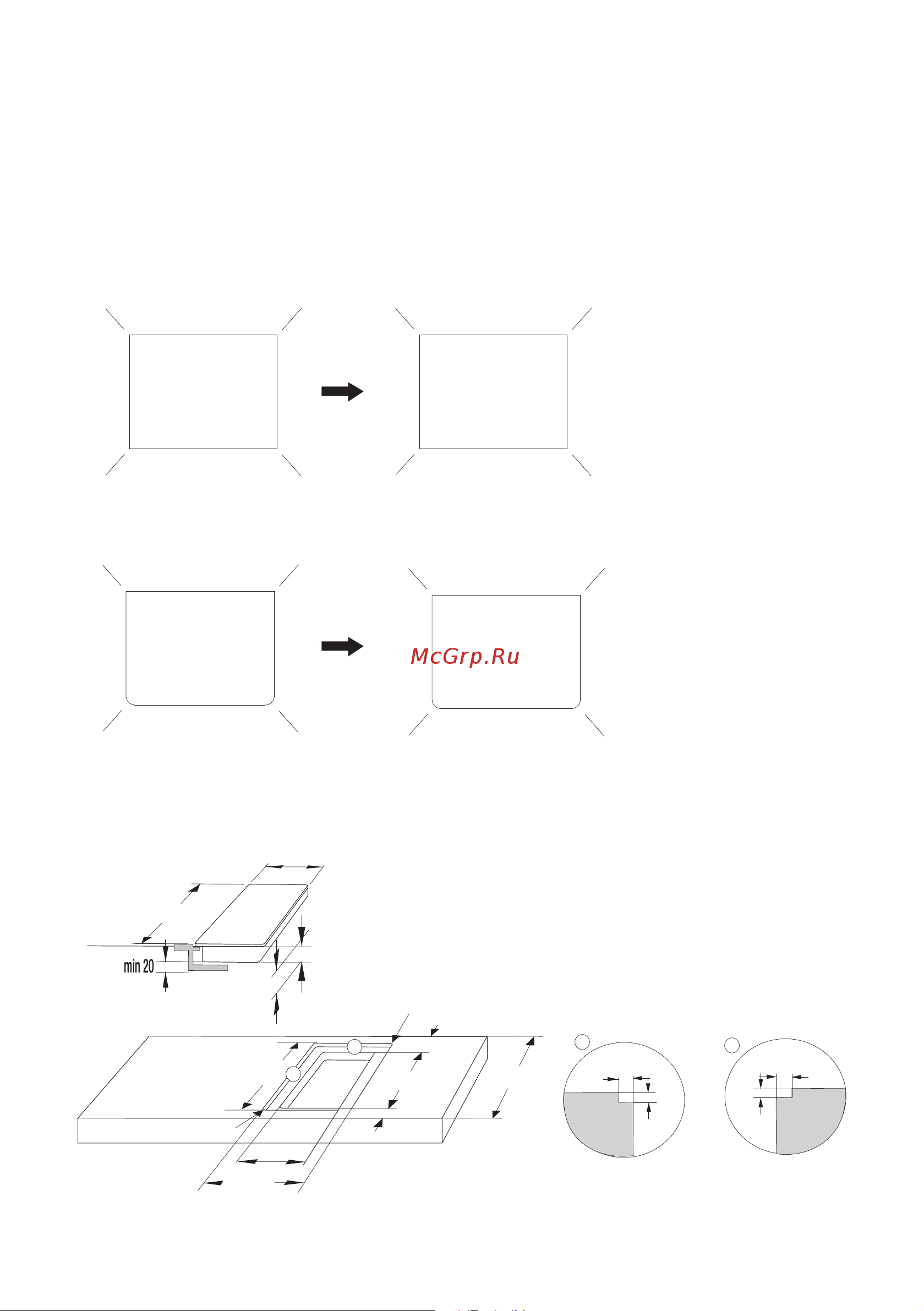 Gorenje ECT 641 WSC [32/40] Размеры монтажного проема при монтаже вровень со столешницей