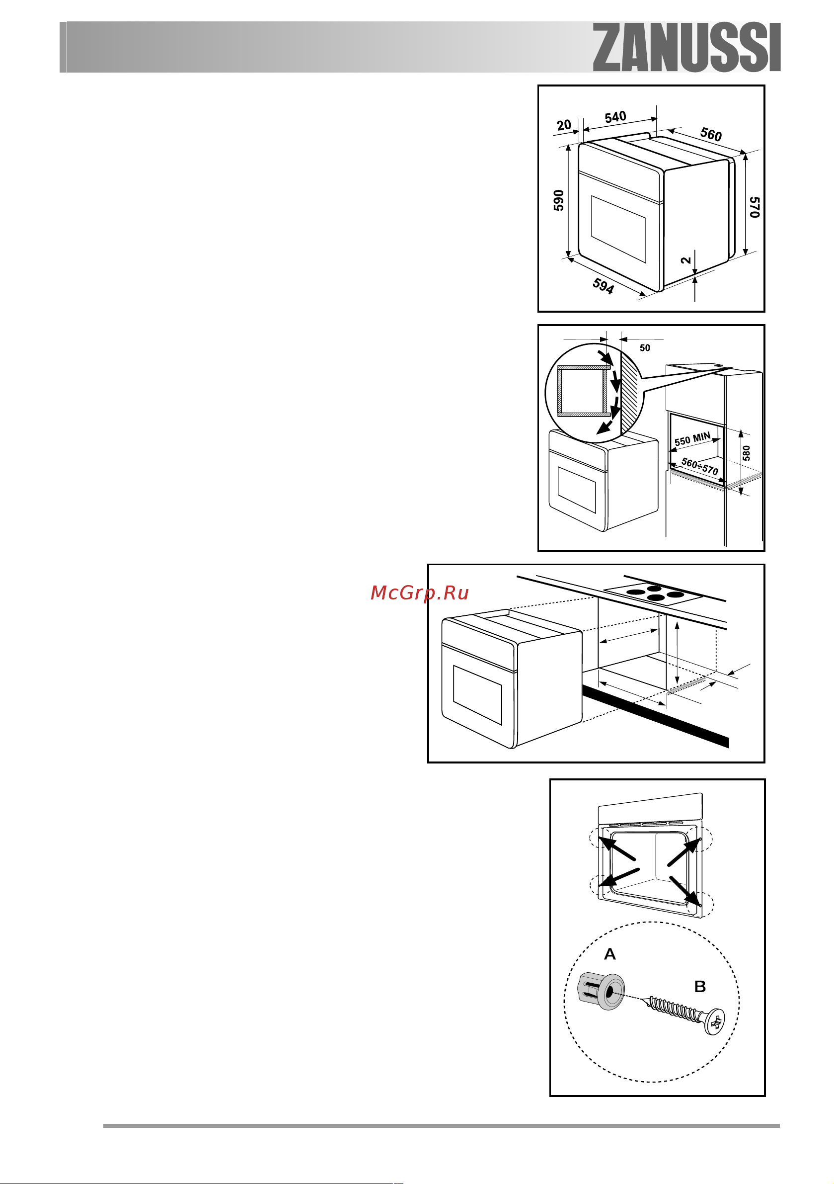 Zanussi ZOB 331 X [20/48] Beépítési utasítások