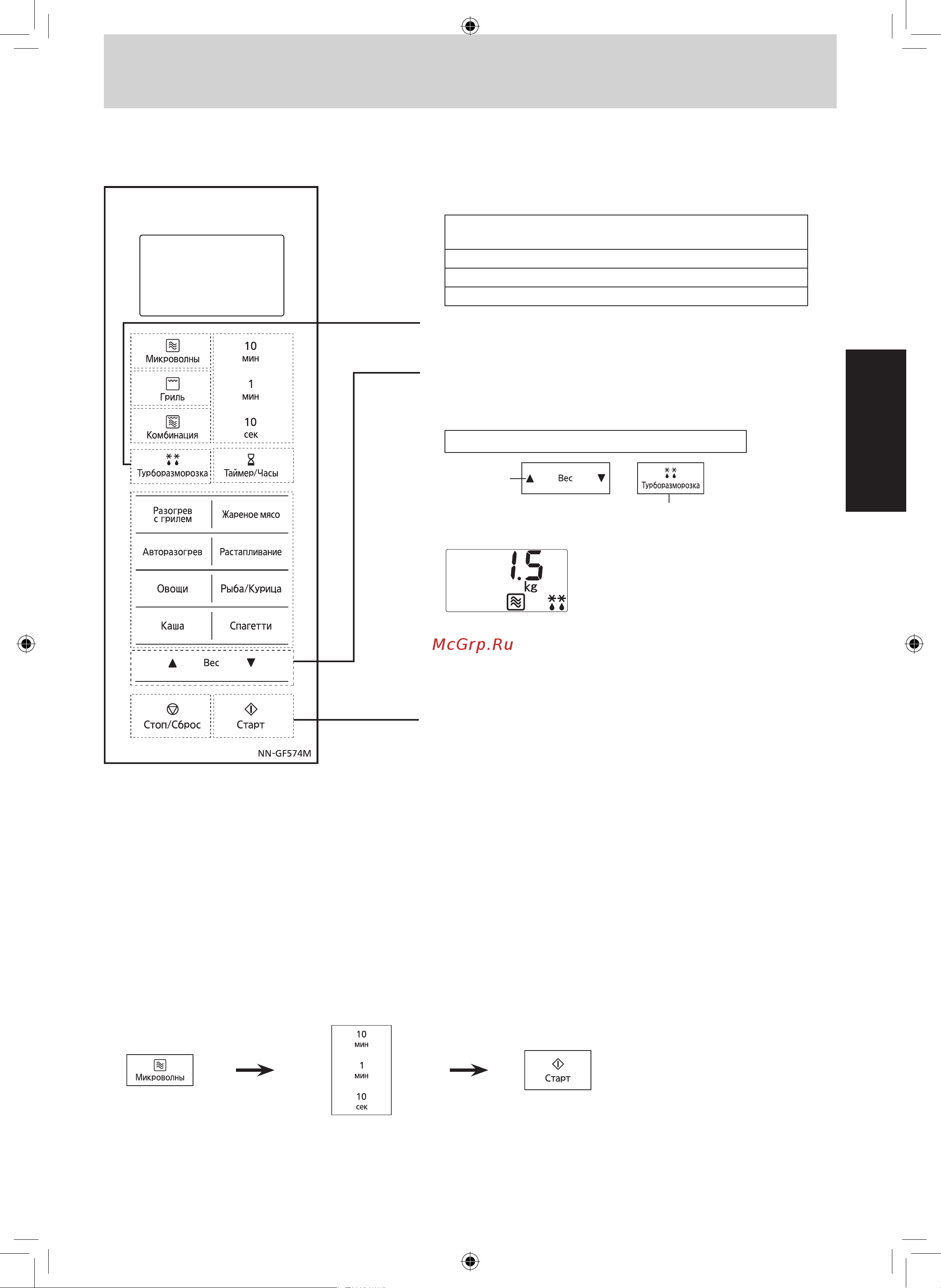 Panasonic NN-GF574M [10/23] Размораживание
