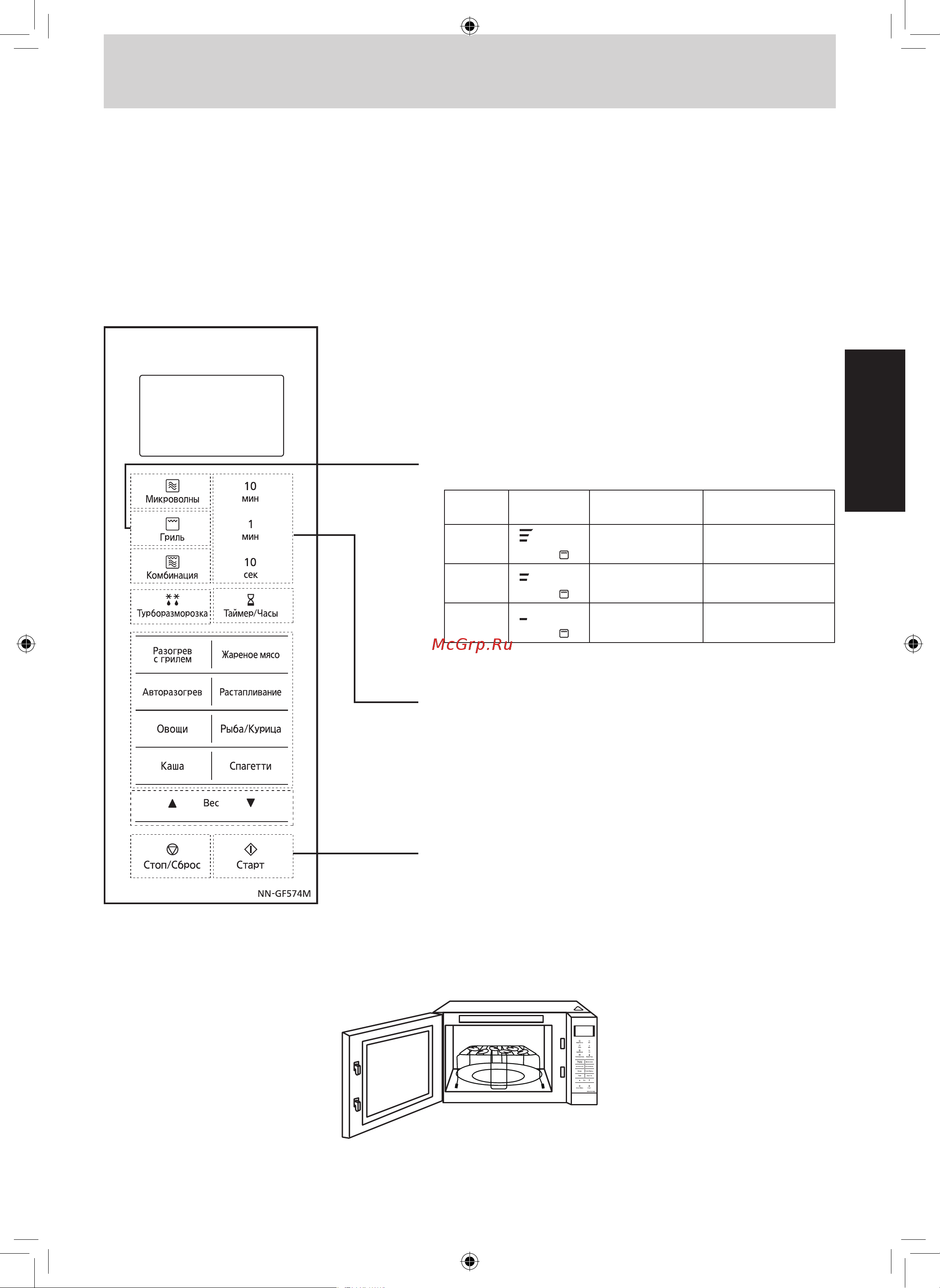 Panasonic NN-GF574M [12/23] Работа в режиме гриль с установкой времени