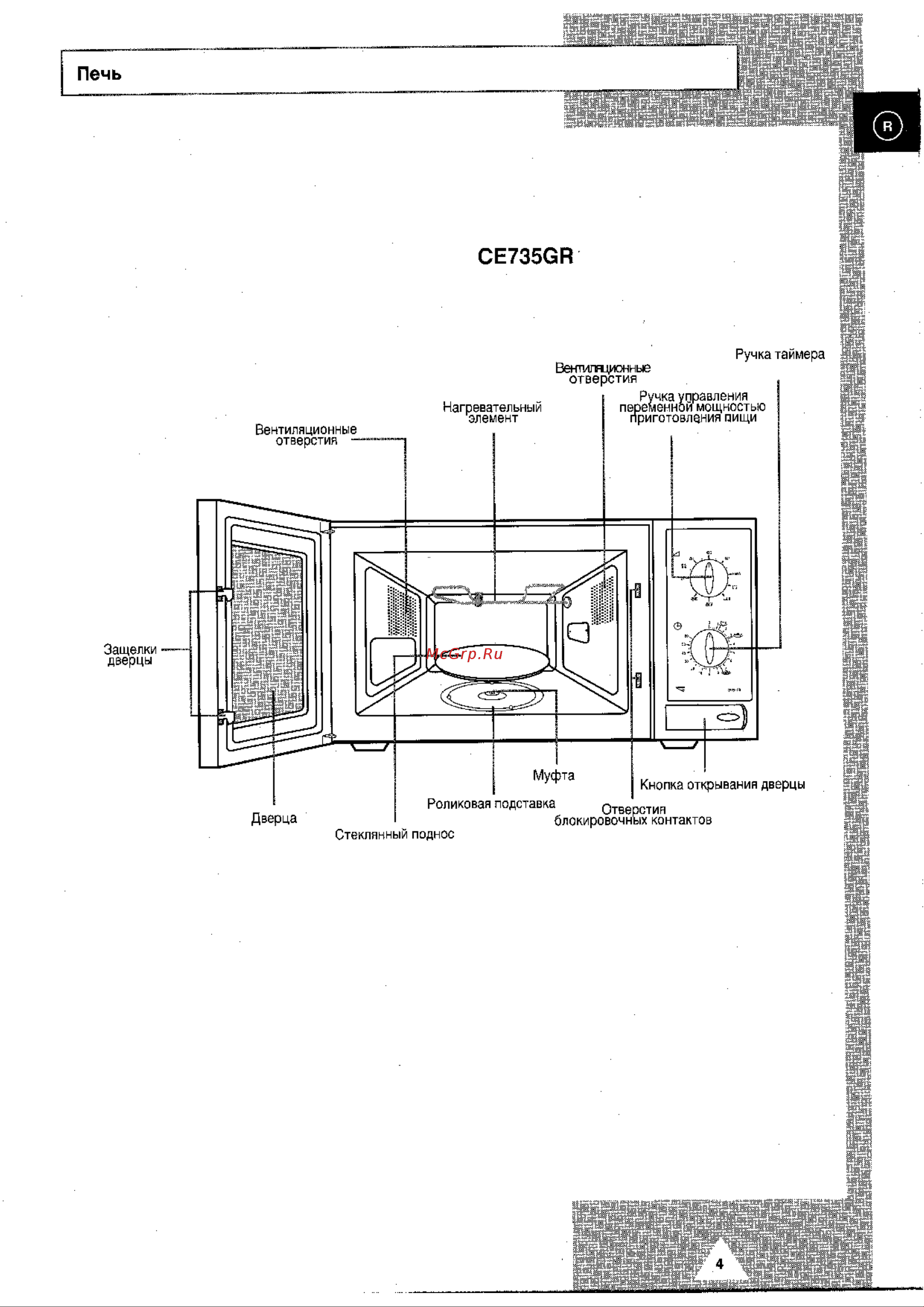 Samsung CE735GR Руководство по эксплуатации онлайн [4/23] 728466