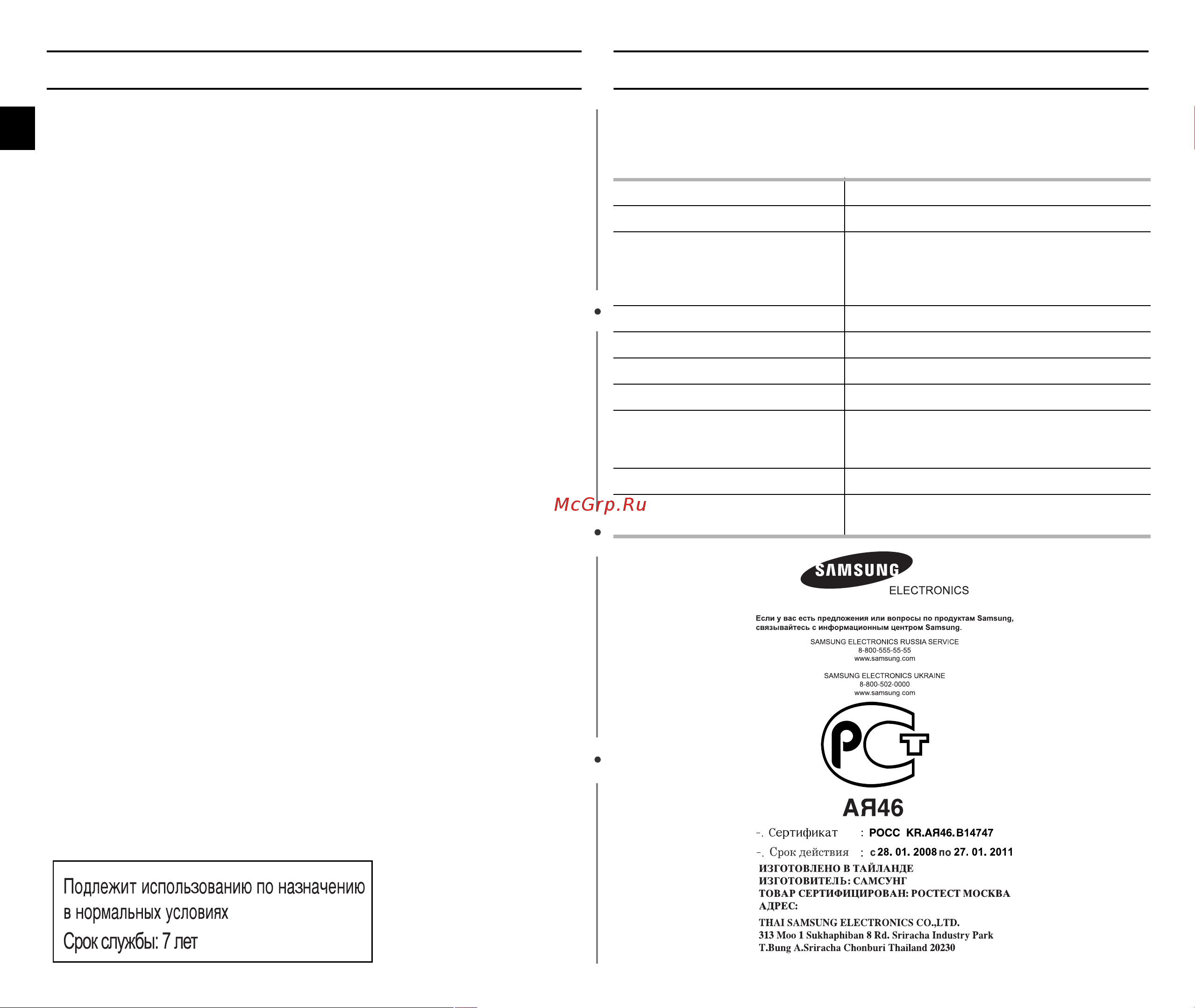 Samsung GE1072R (TR) [24/24] Технические характеристики