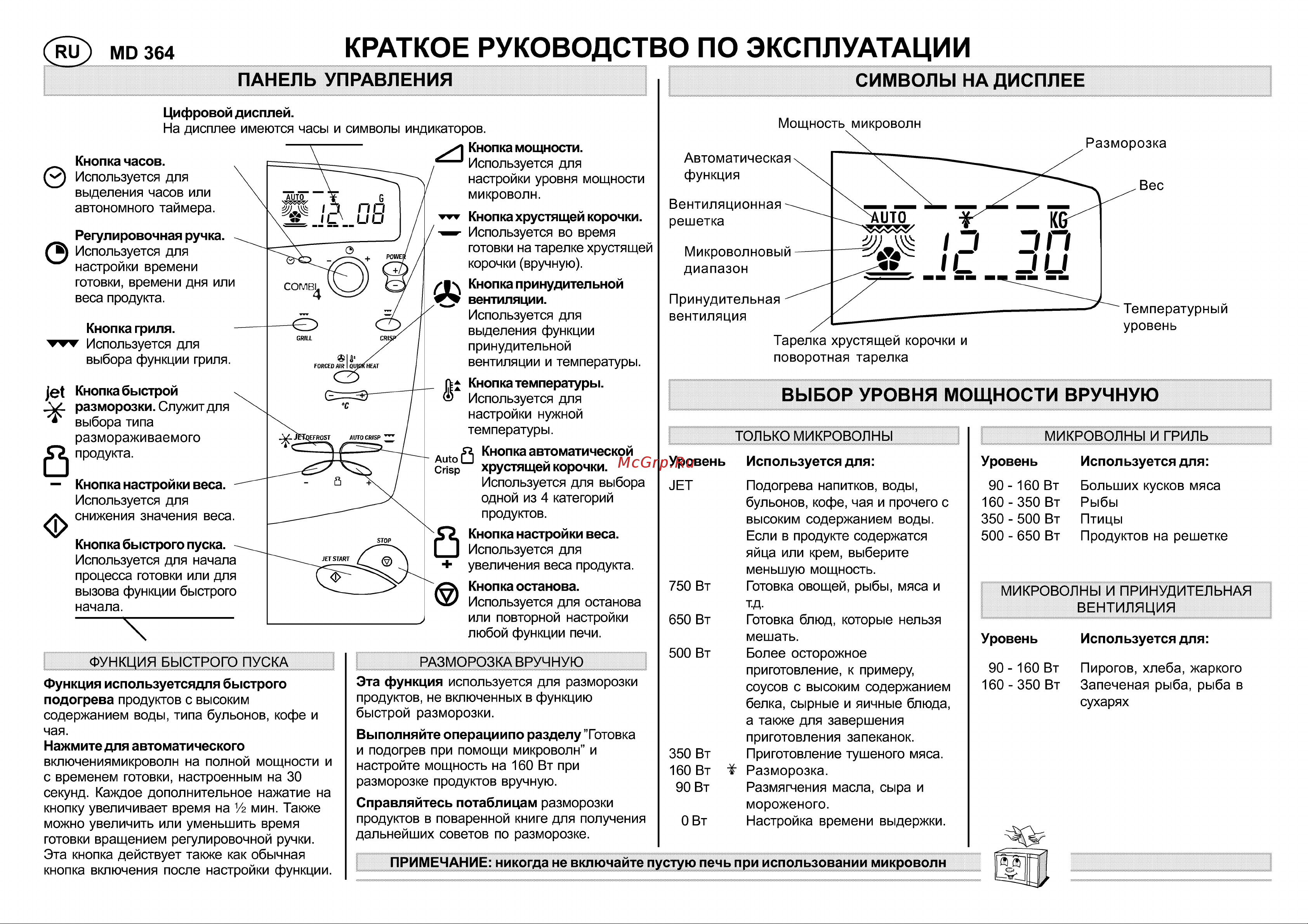 Whirlpool MD 364 Руководство по эксплуатации онлайн