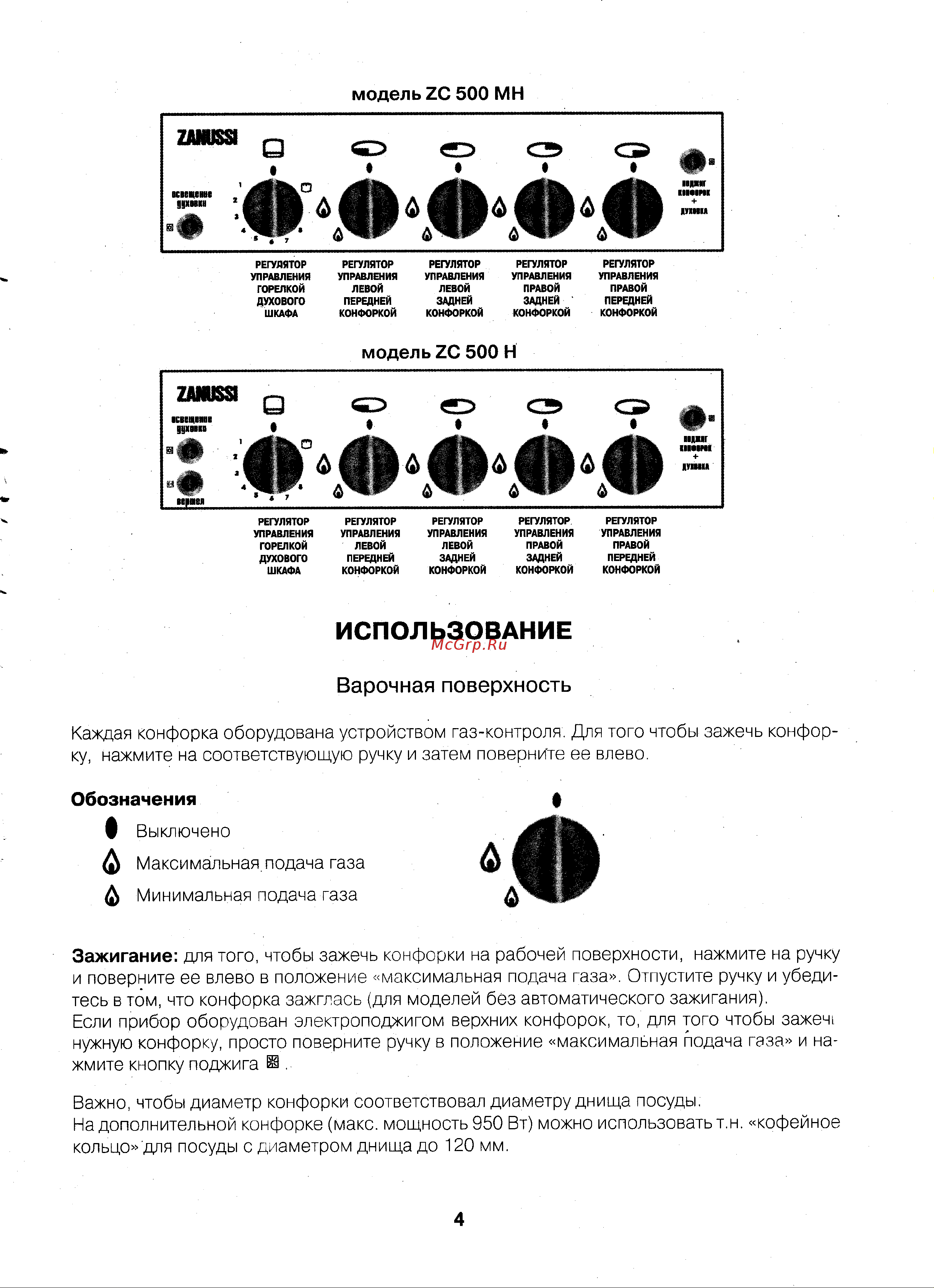 Zanussi ZC 500 Руководство по эксплуатации онлайн [4/12] 731432