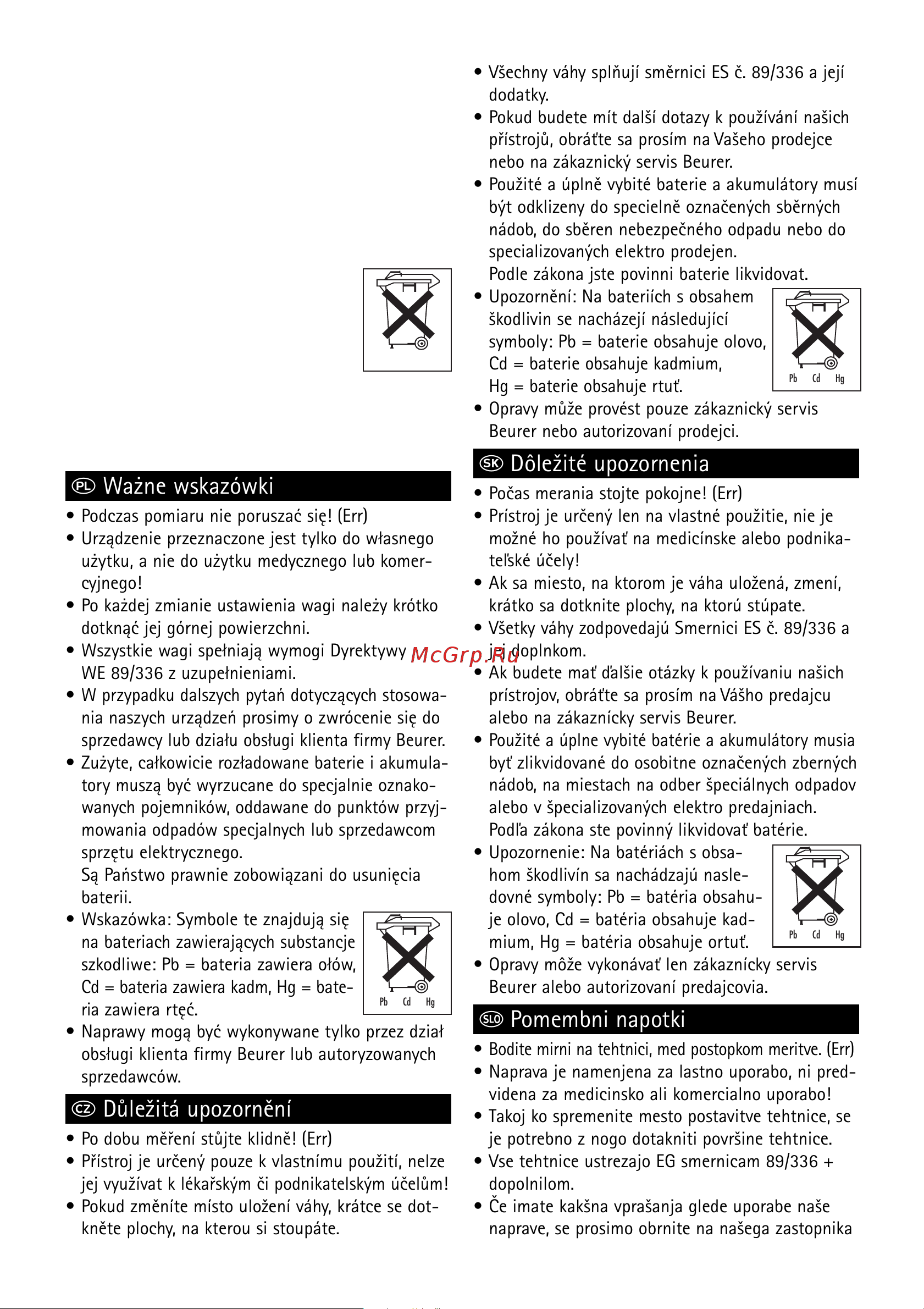 Beurer PM16 [5/5] Q ważne wskazówki