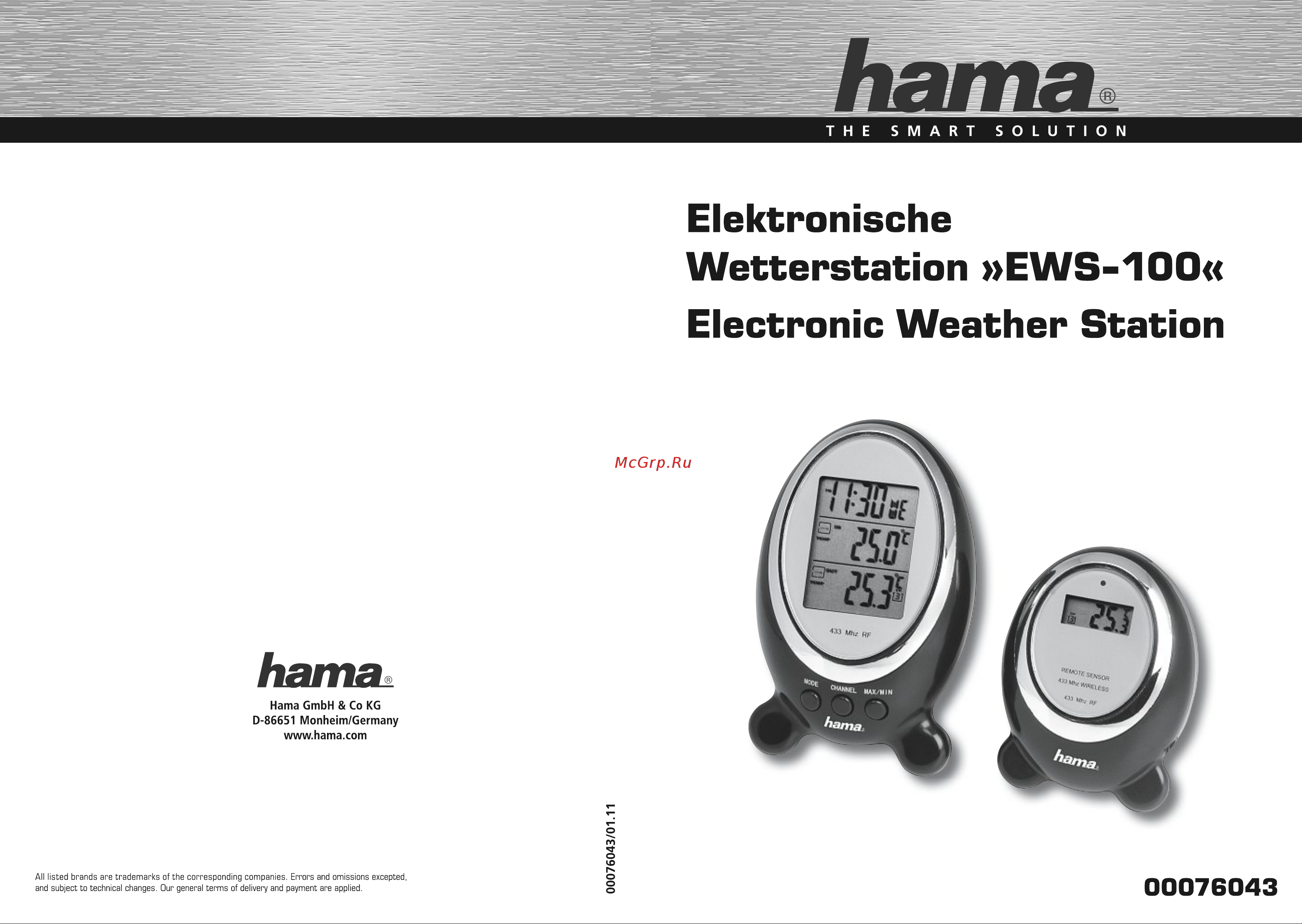 Hama EWS-100 Руководство по эксплуатации онлайн