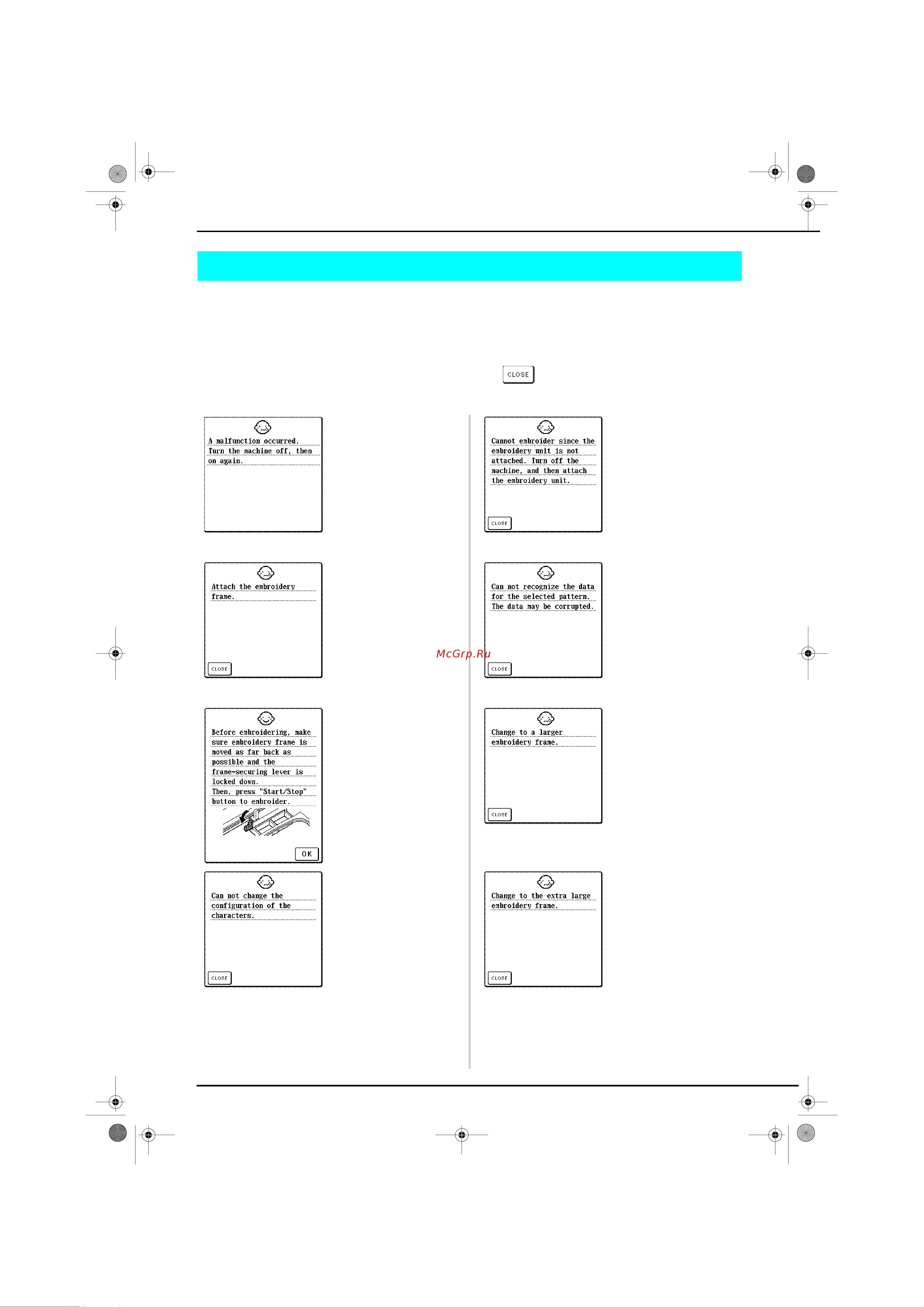 Brother Innov-is 1500 (D) [199/217] Сообщения об ошибках