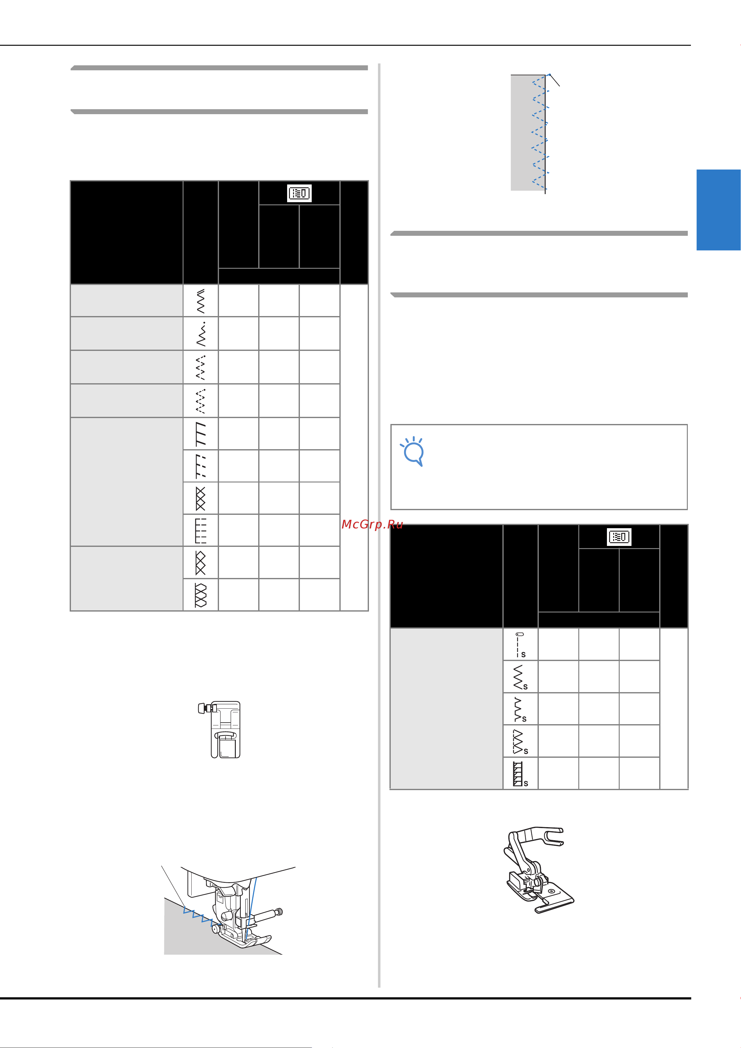 Brother Innov-is F480 [91/208] Используйте приведенную ниже таблицу подробнее см в разделе использование таблиц основных строчек в разделе шитье в главе базовые операции
