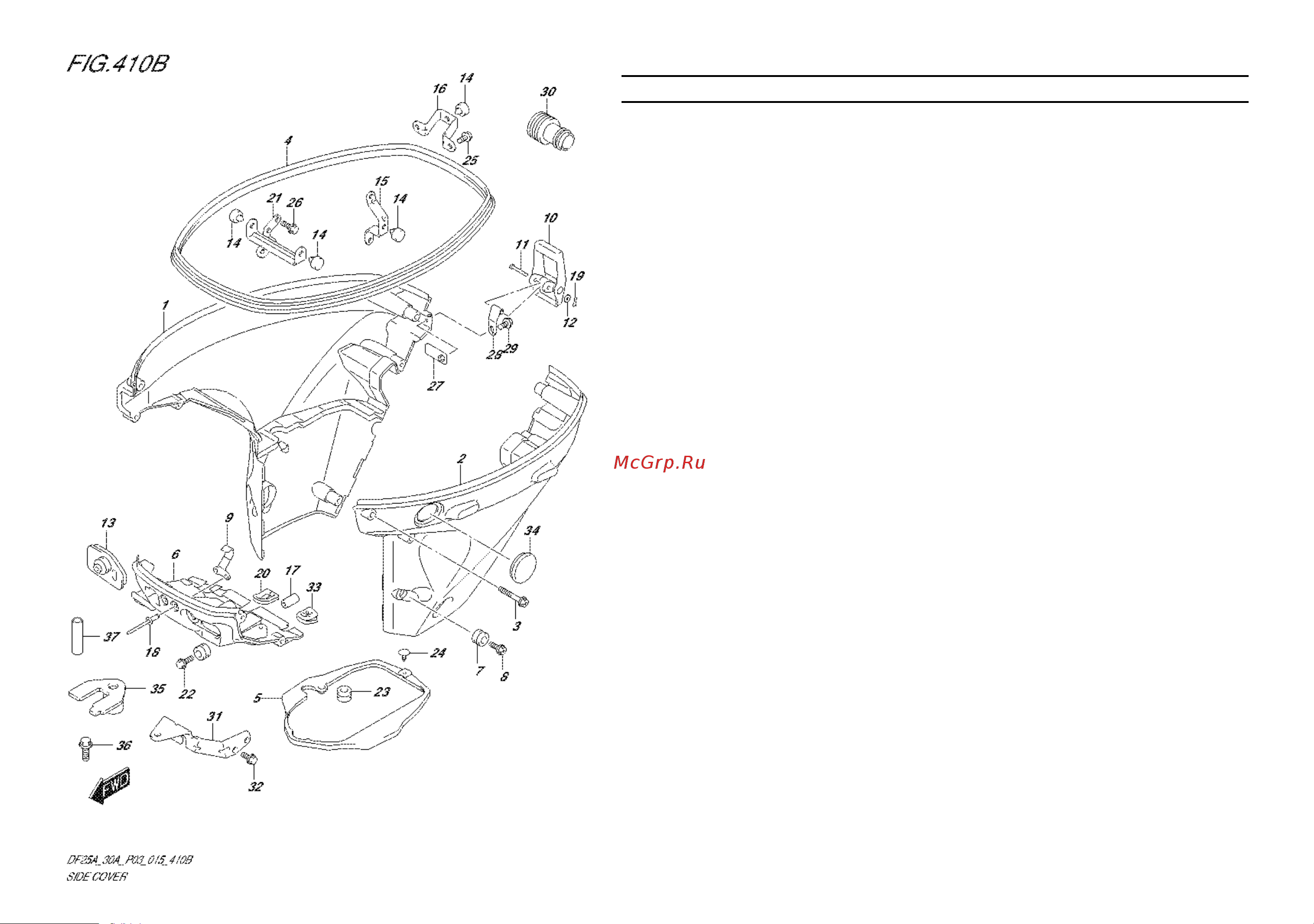 Suzuki DF30ATS [54/91] Fig 10b 1 d 15 side cover df25ar p03