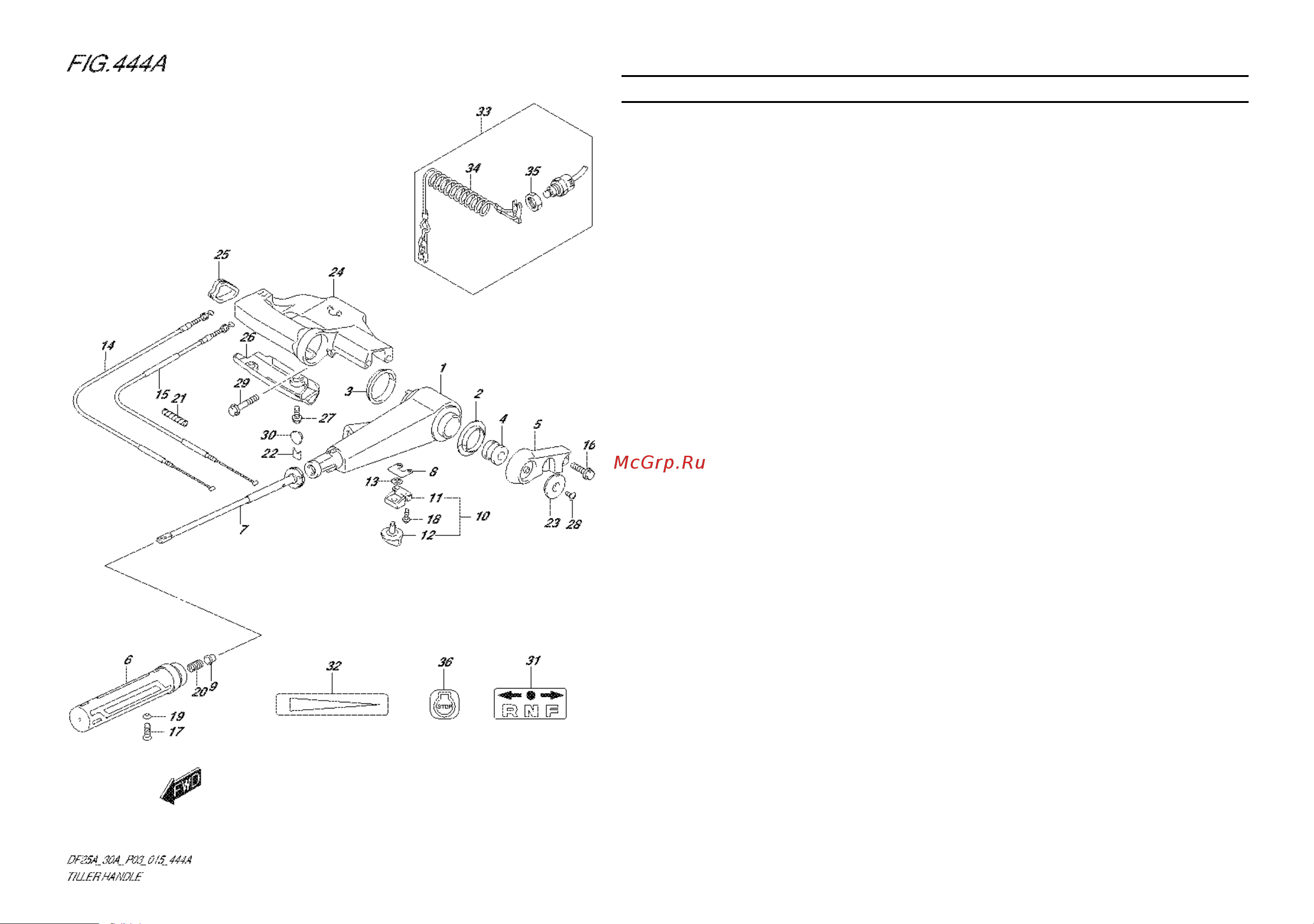 Suzuki DF30ATS [60/91] Fig 44a 1 e 7 tiller handle df25a p03
