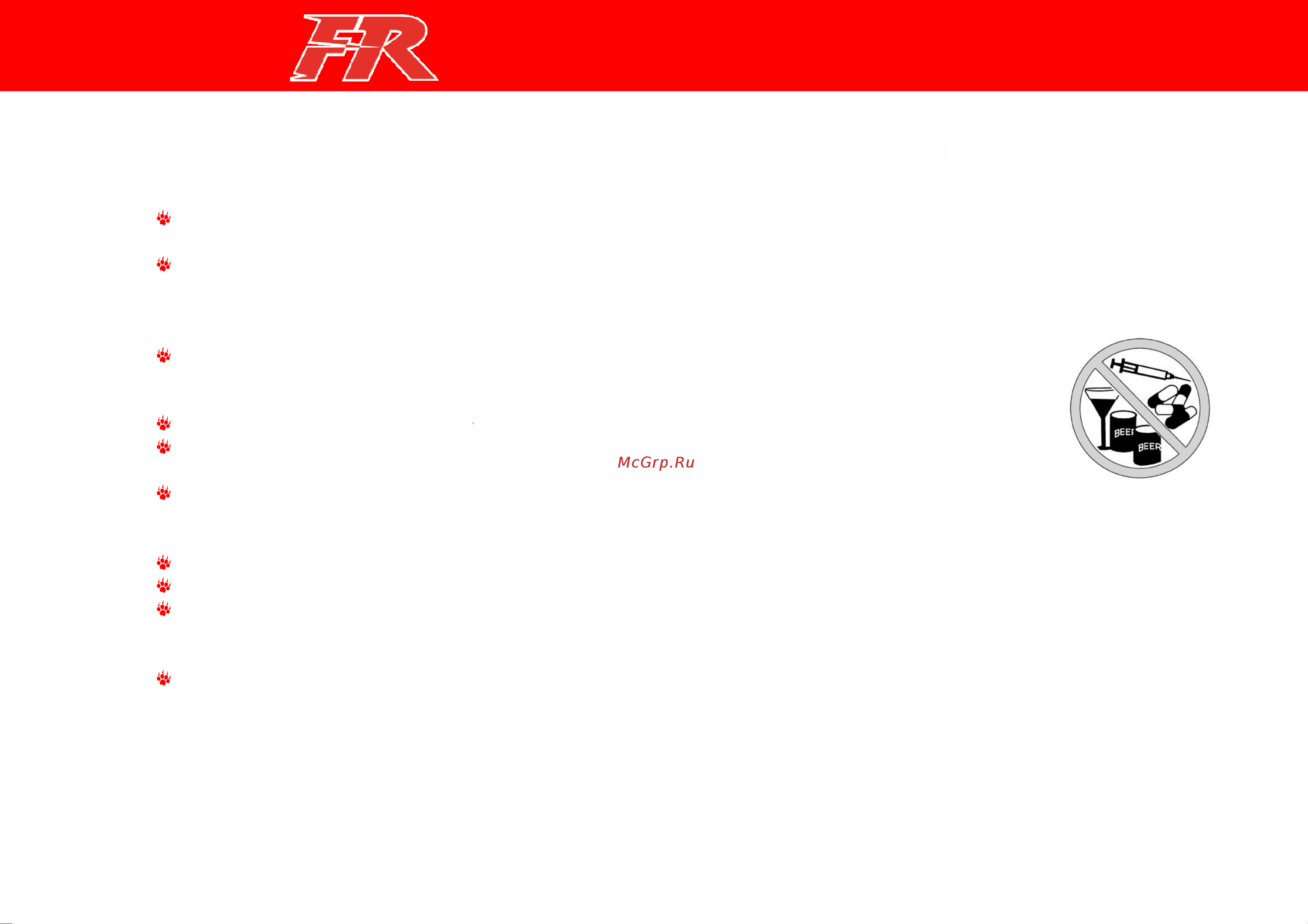 Irbis FR 50сс 4т [9/44] Техника безопасности