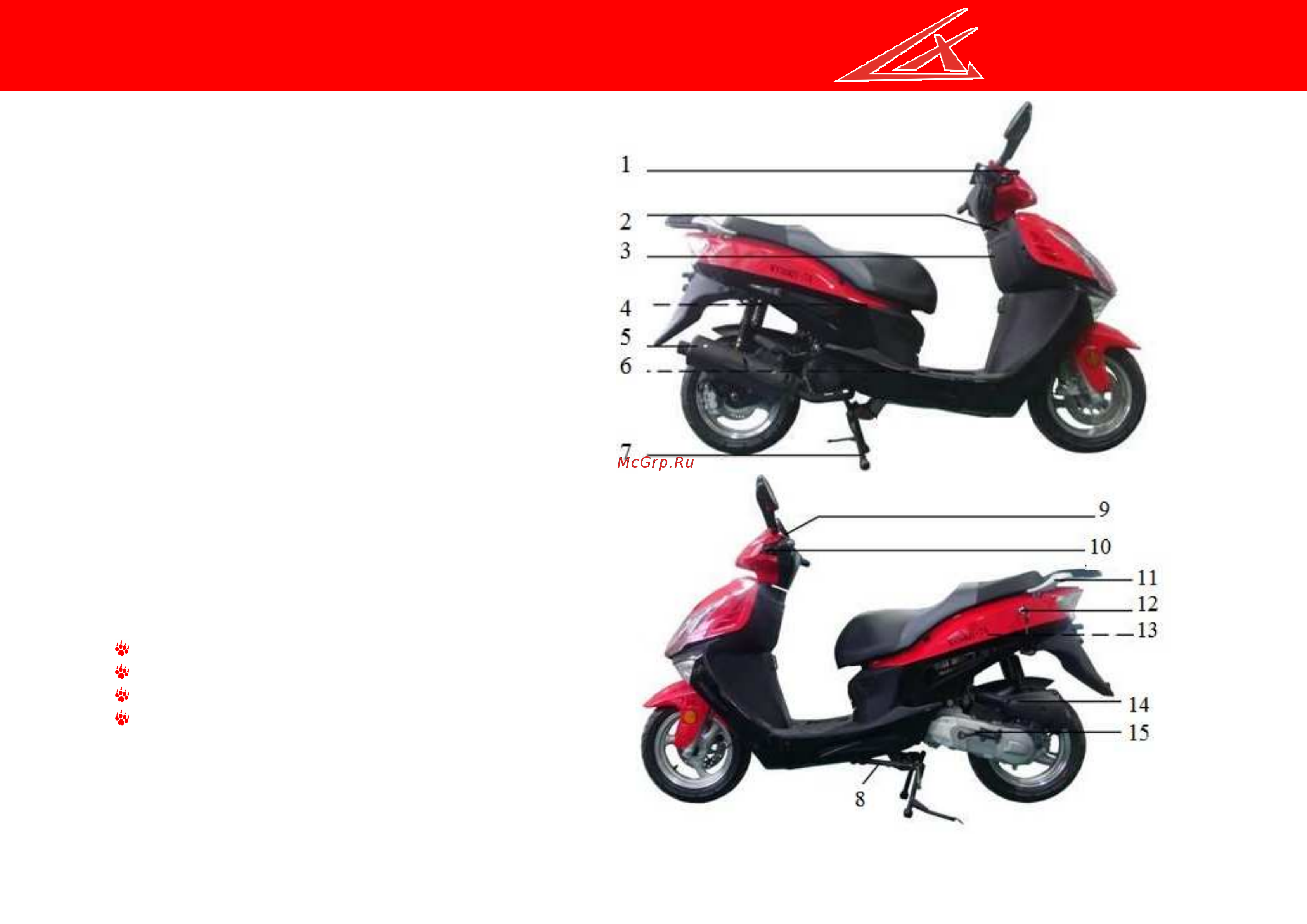 Irbis LX 50сс 2т [14/42] Устройство скутера