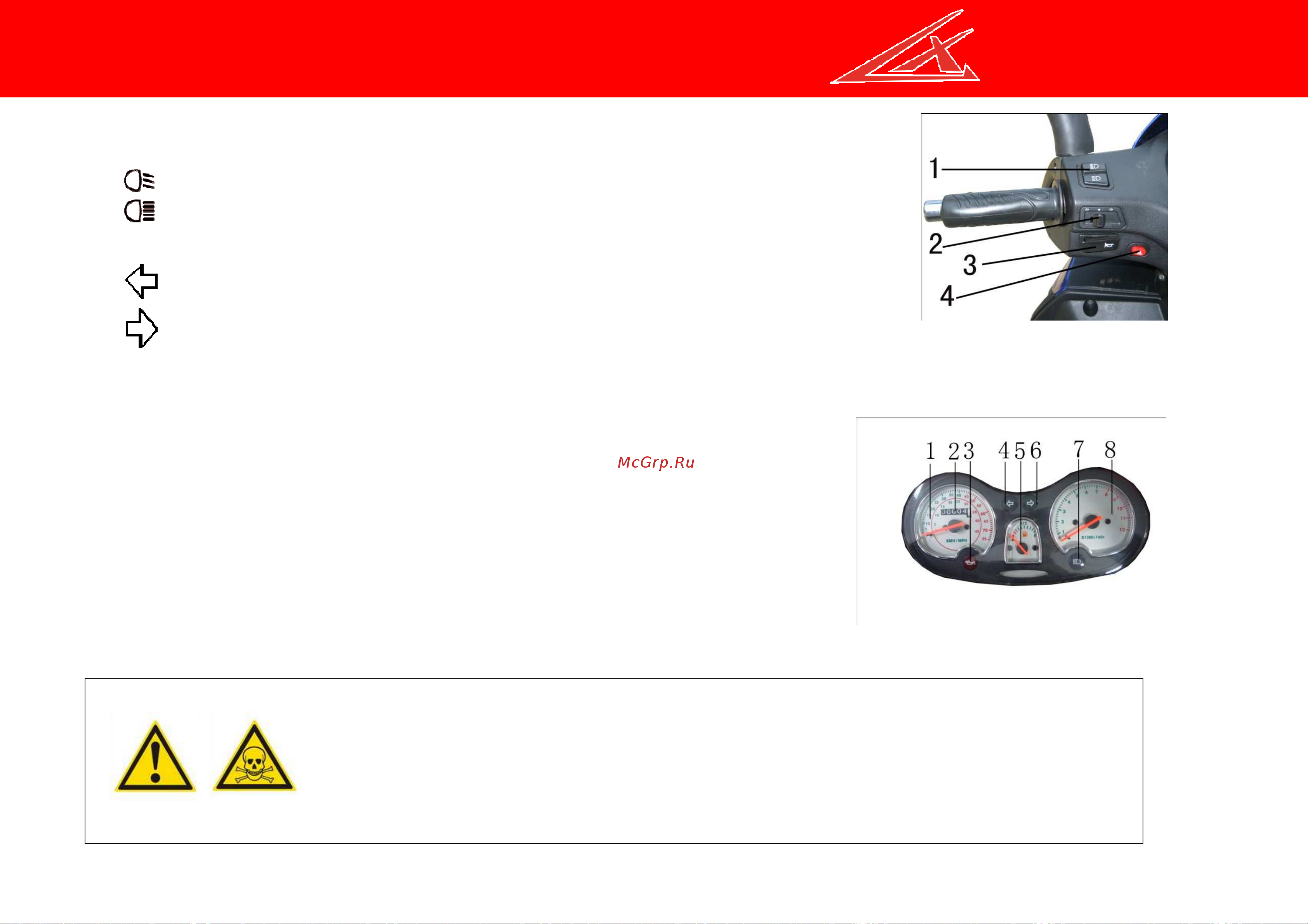 Irbis LX 50сс 2т [16/42] Основные органы управления