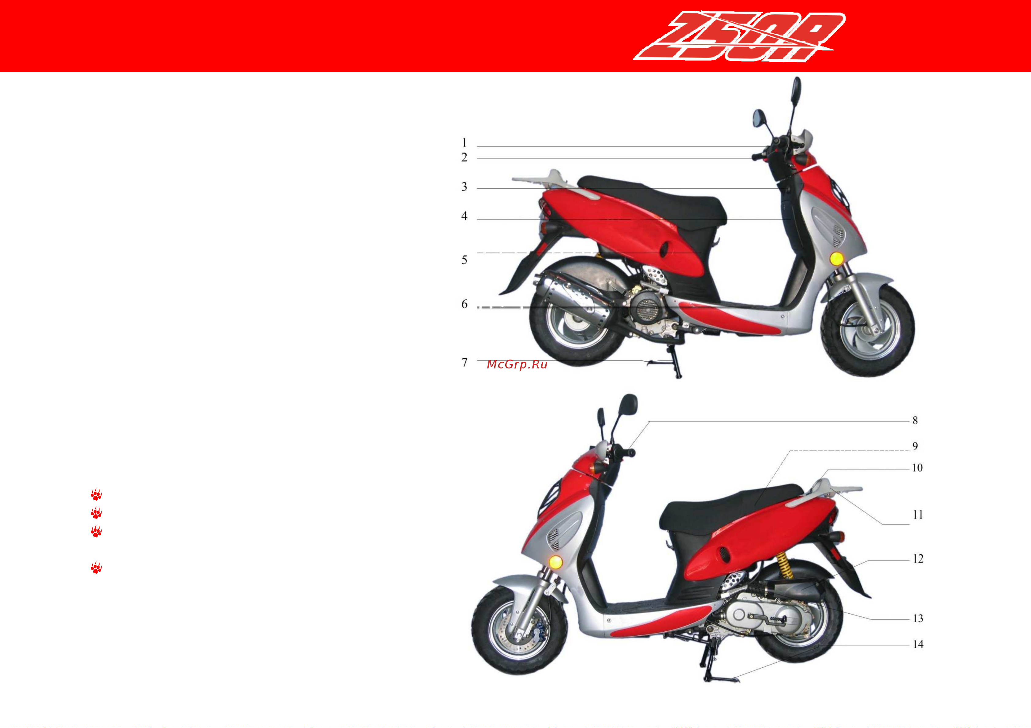 Irbis Z50R 50сс 4т [14/44] Устройство скутера