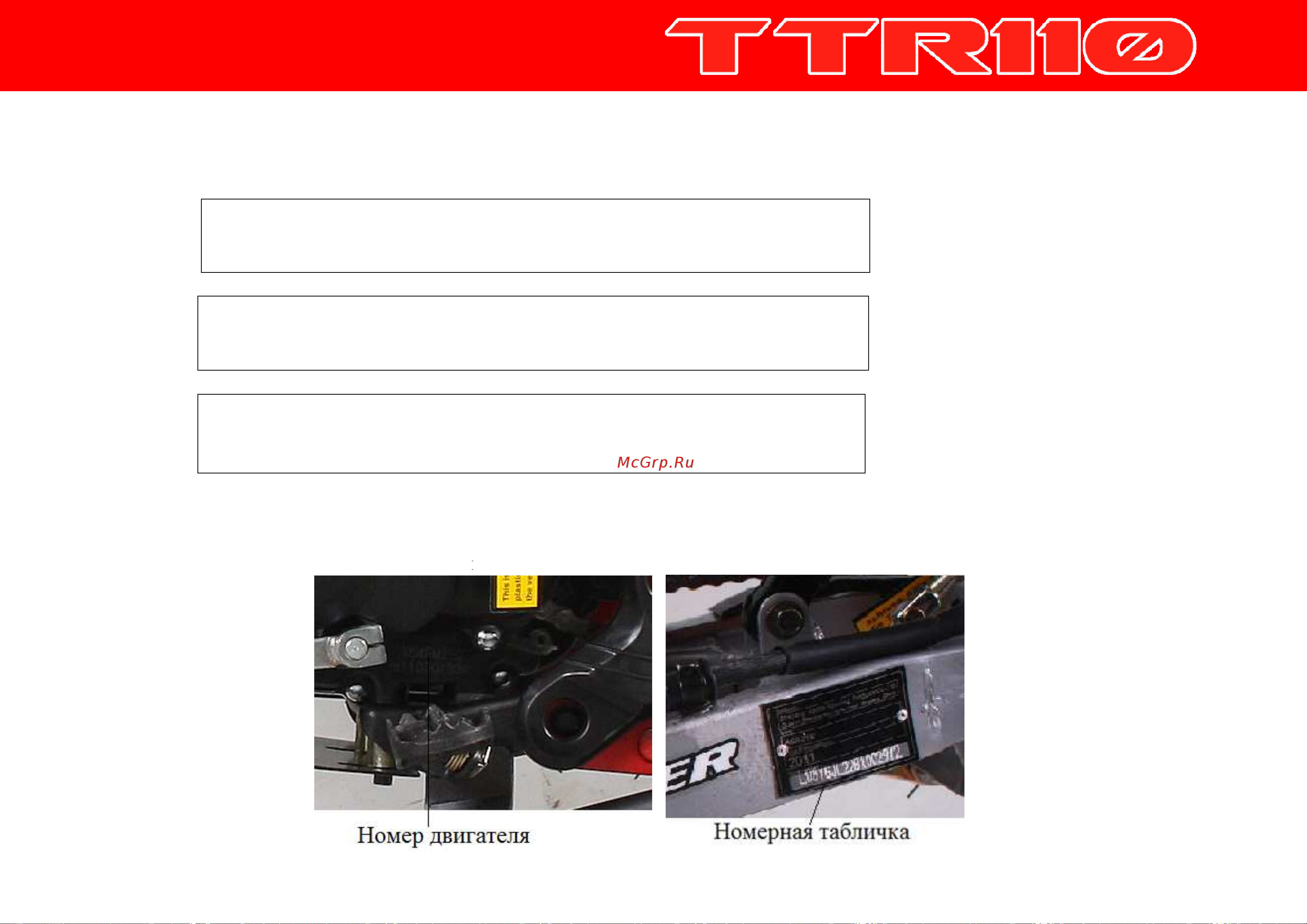 IRBIS MOTORS IRBIS TTR 110сс 4т [12/42] Идентификационные номера