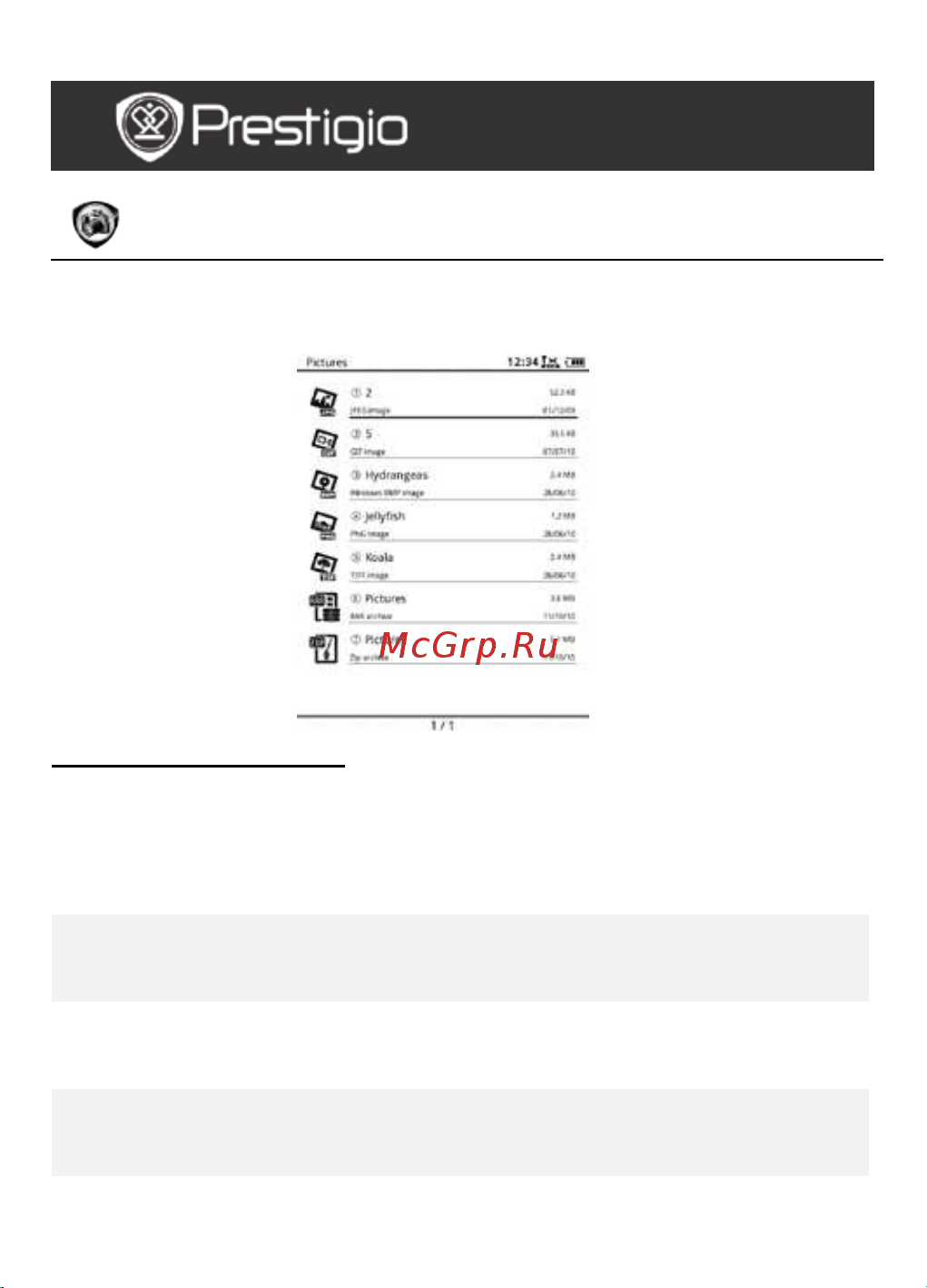 Prestigio Libretto PER5162BEN [12/25] Меню изображений