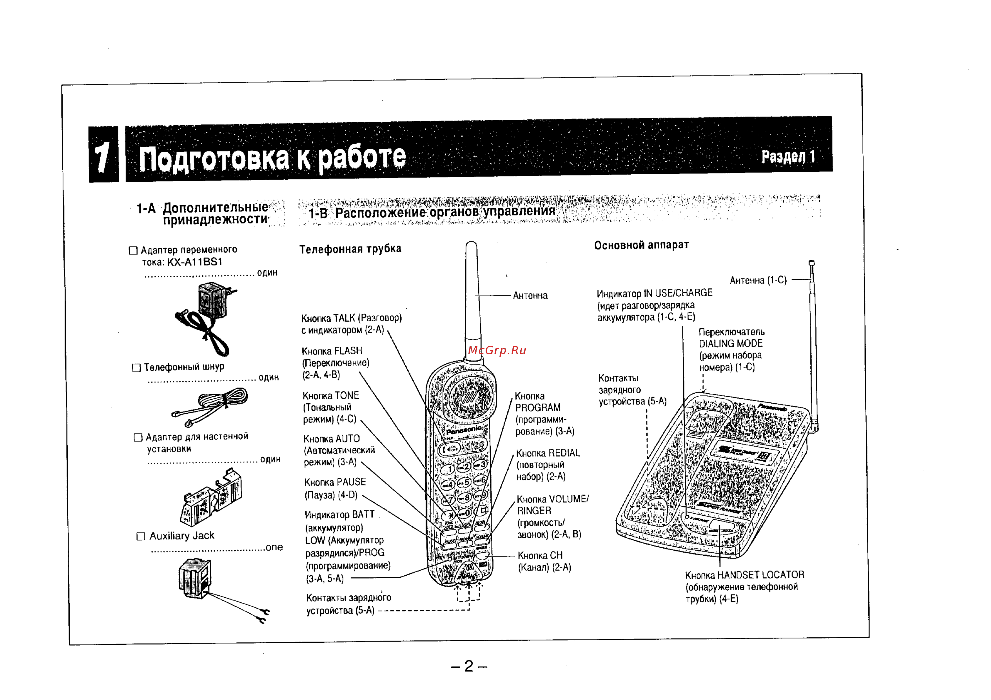 Panasonic KX-TC408RU Руководство по эксплуатации онлайн [2/15] 736959