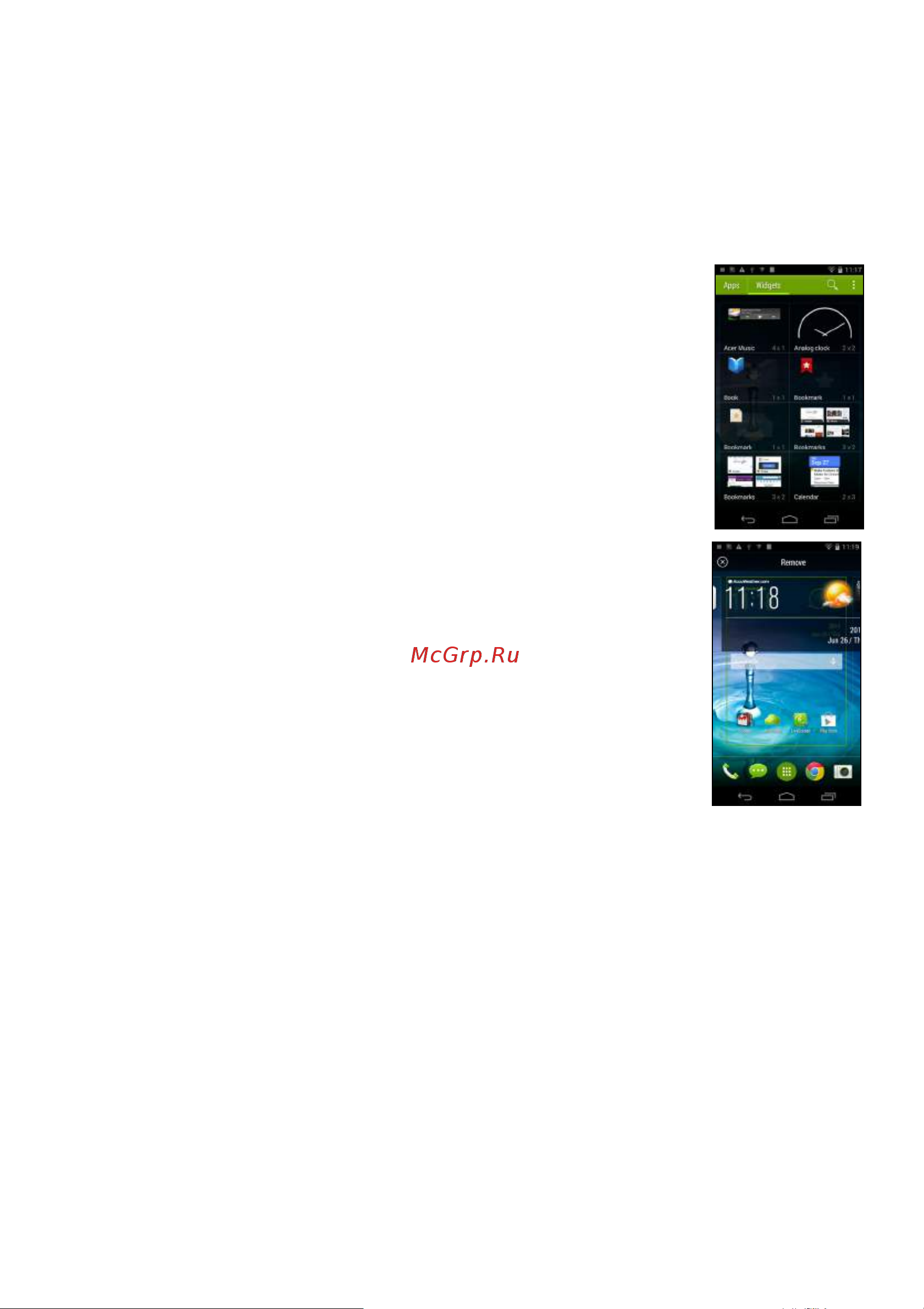 Acer Liquid Jade S55 [20/87] Добавление и удаление ярлыков и виджетов