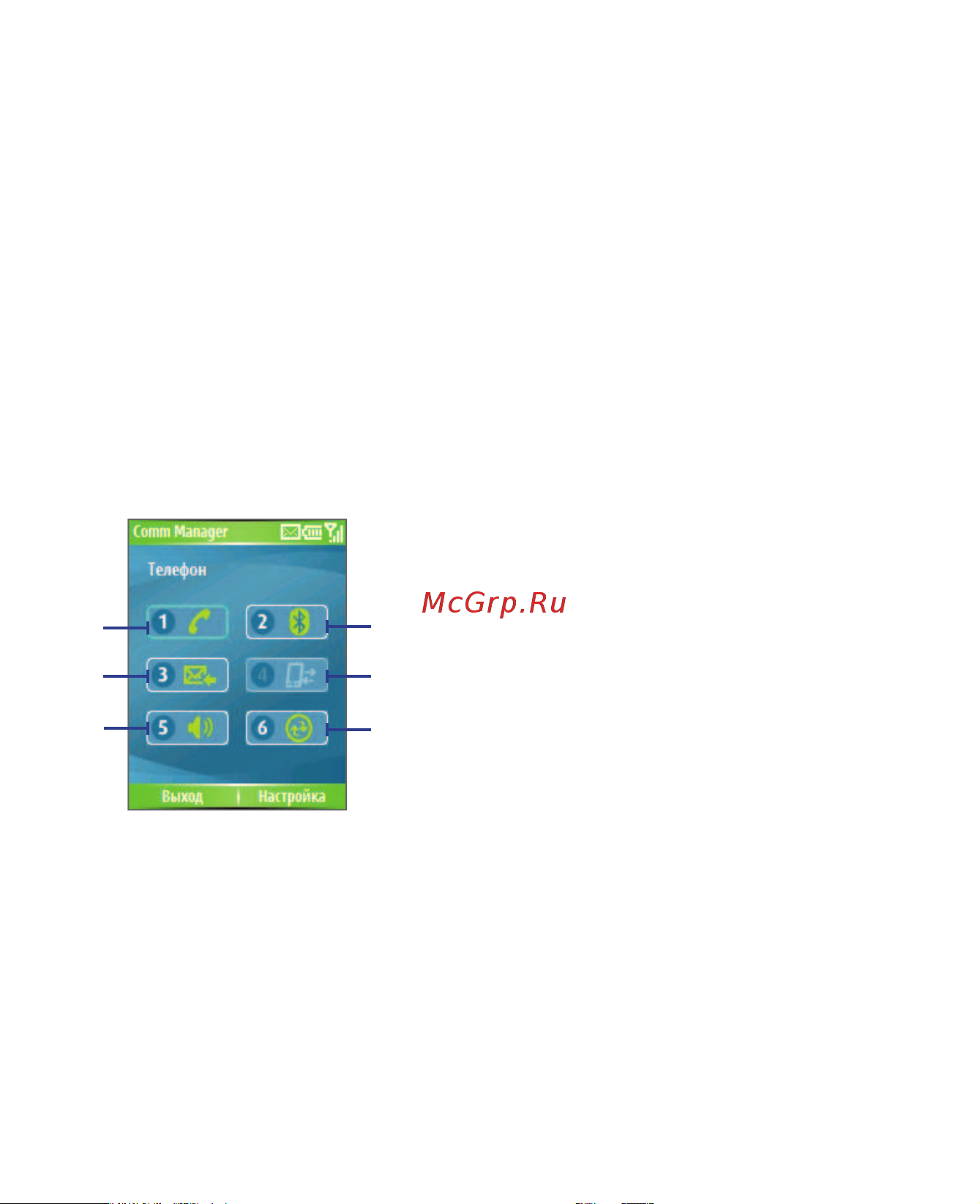 HTC S310 Oxygen [78/174] Работа с программой менеджер связи comm manager