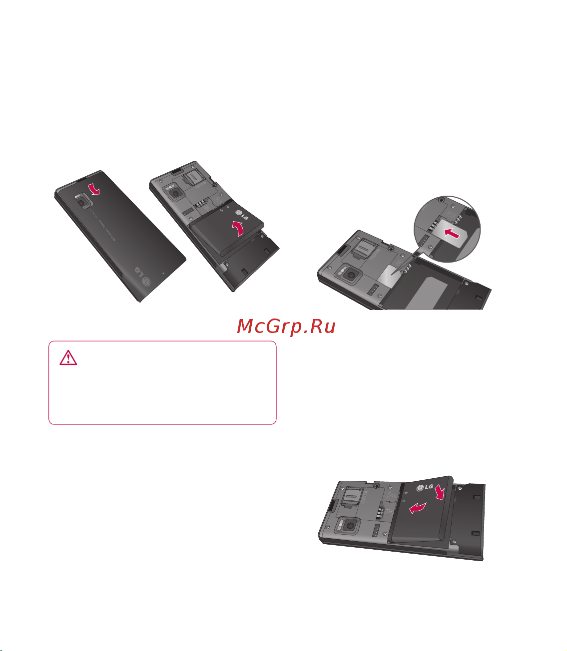 LG BL20e [10/74] Установка sim карты и аккумулятора