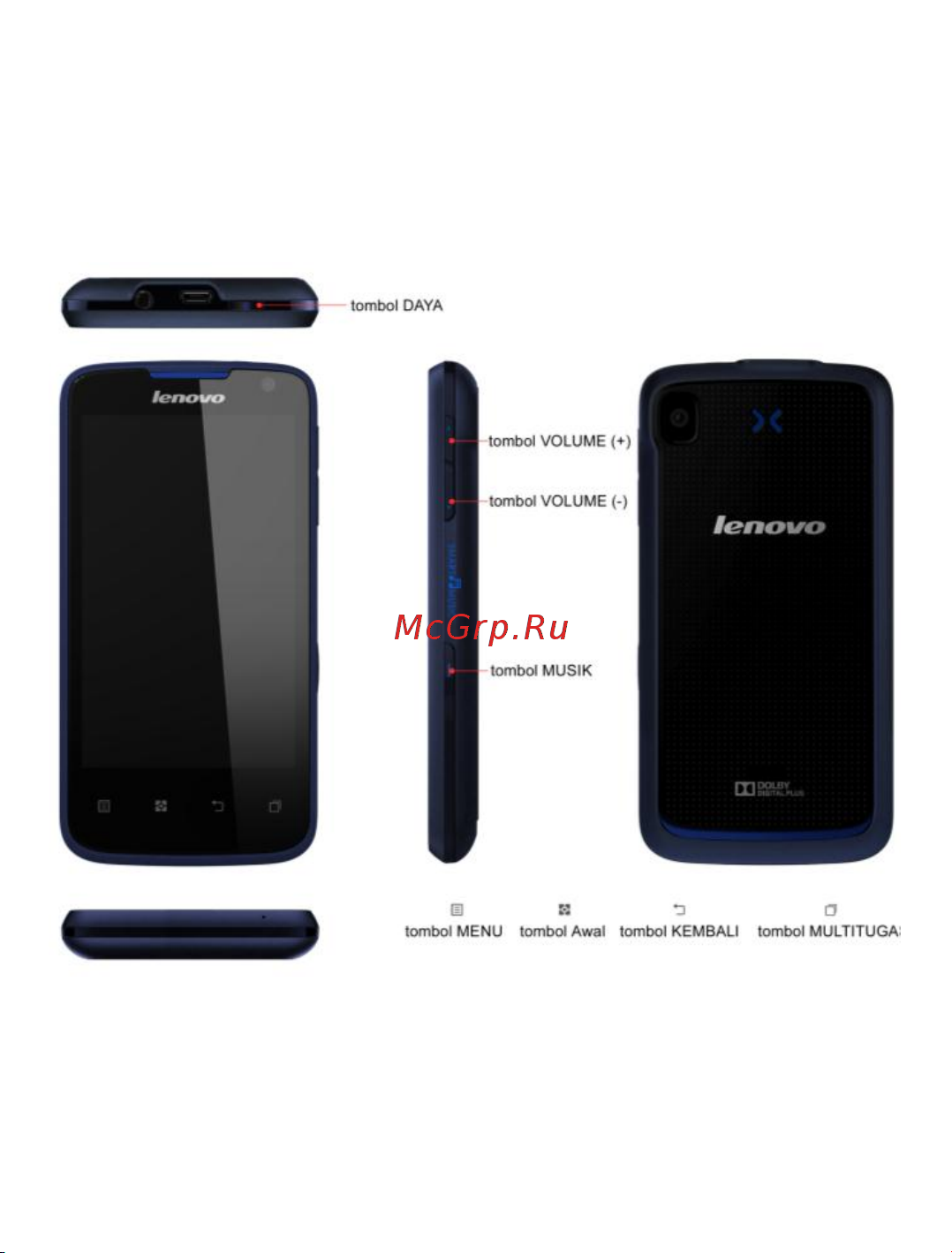 Lenovo S560 [15/40] Fungsi port dan tata letak tombol