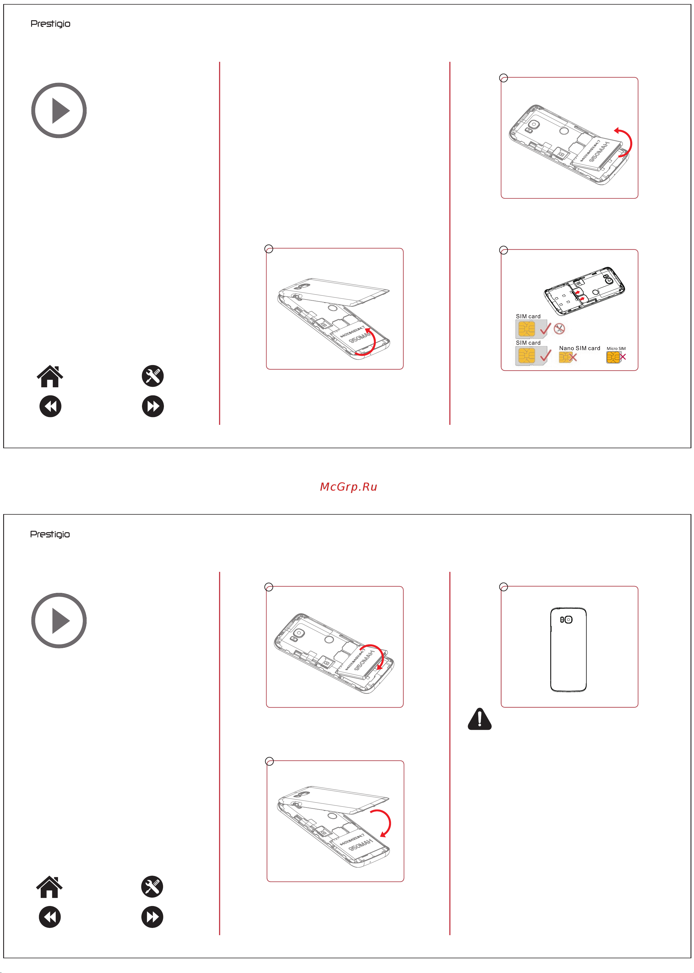 Prestigio Grace A1 (PFP1281DUO) [2/9] Установите sim карту до начала использования устройств