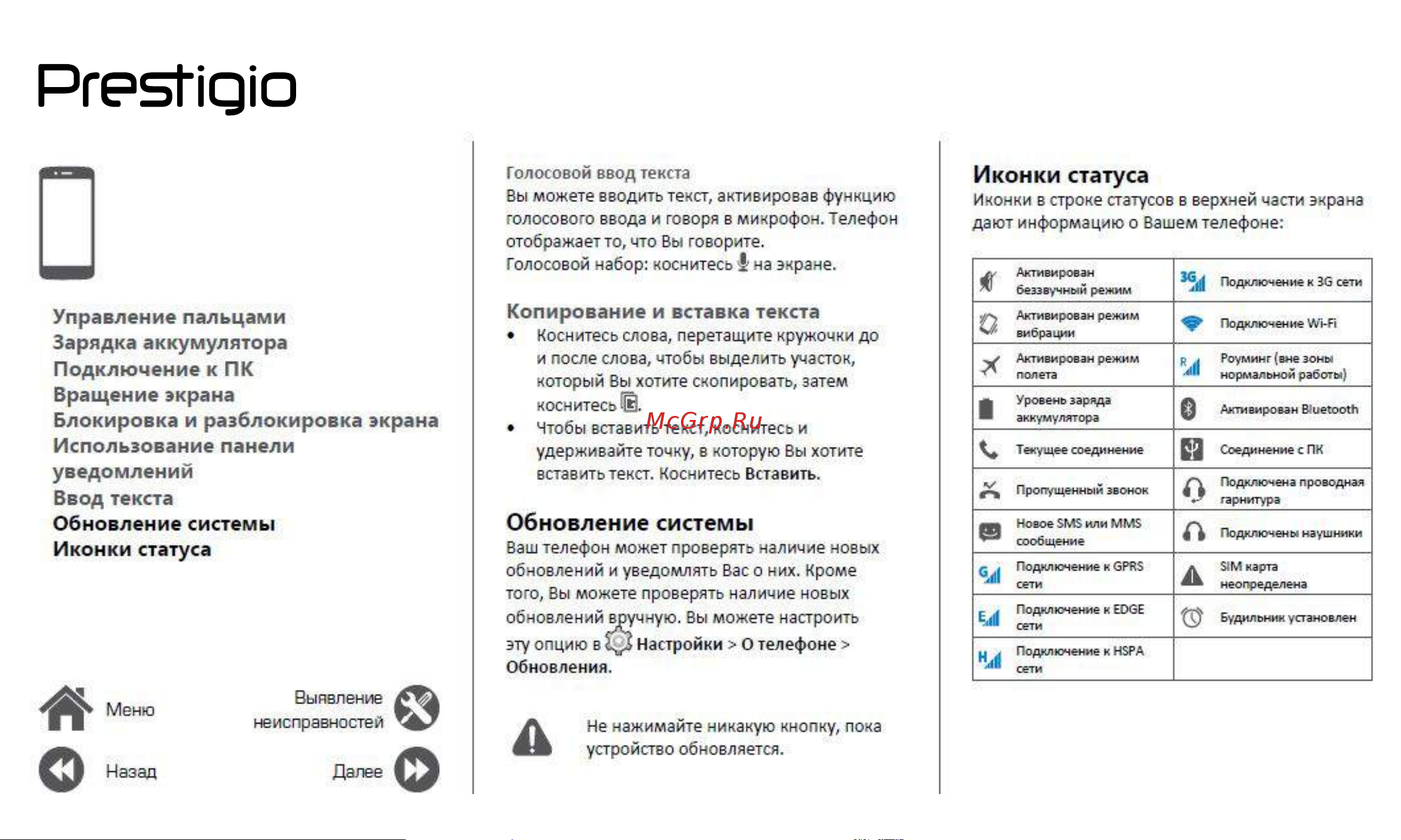 Prestigio Grace Z3 (PSP3533DUO) [15/39] Иконки статуса