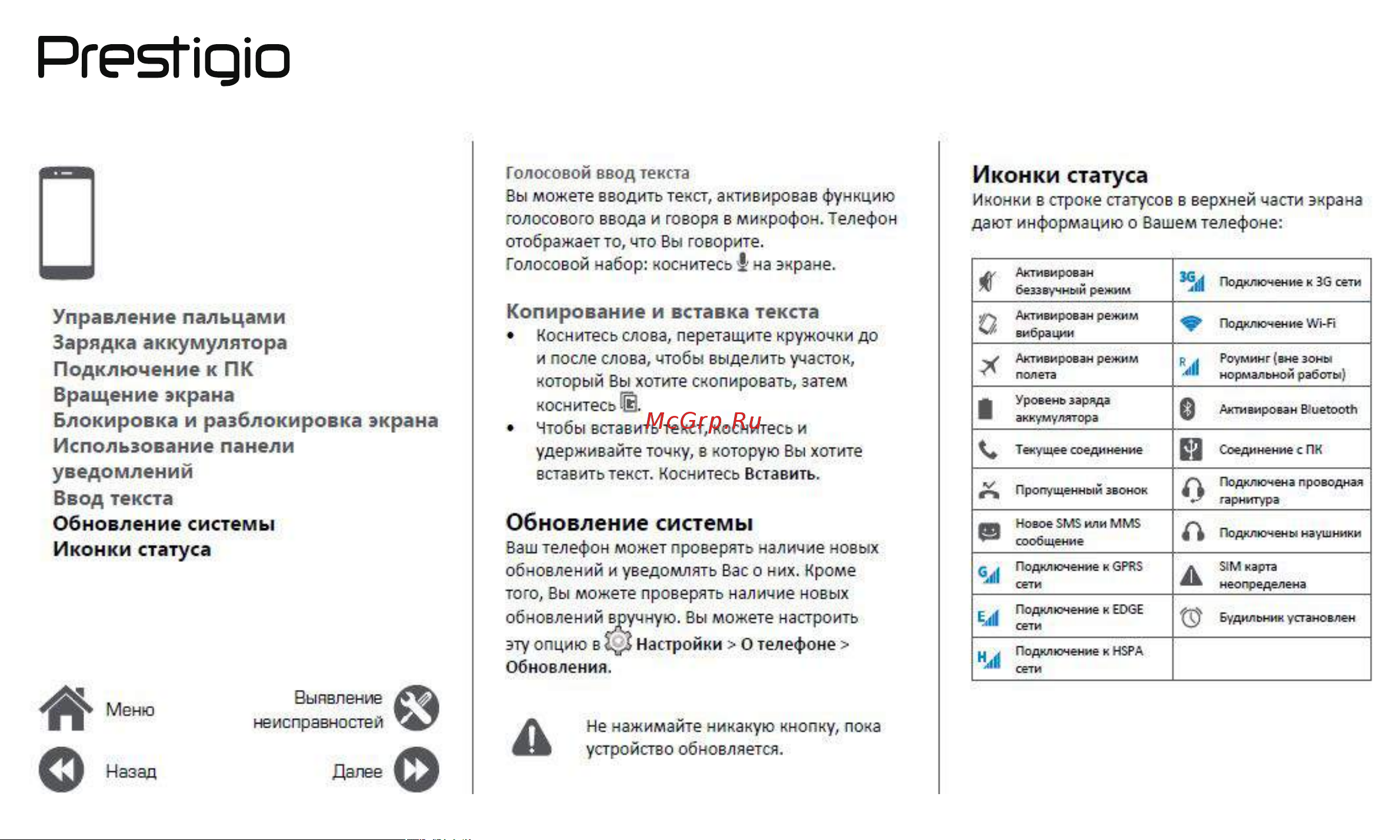 Prestigio Muze B3 (PSP3512DUO) [15/39] Иконки статуса