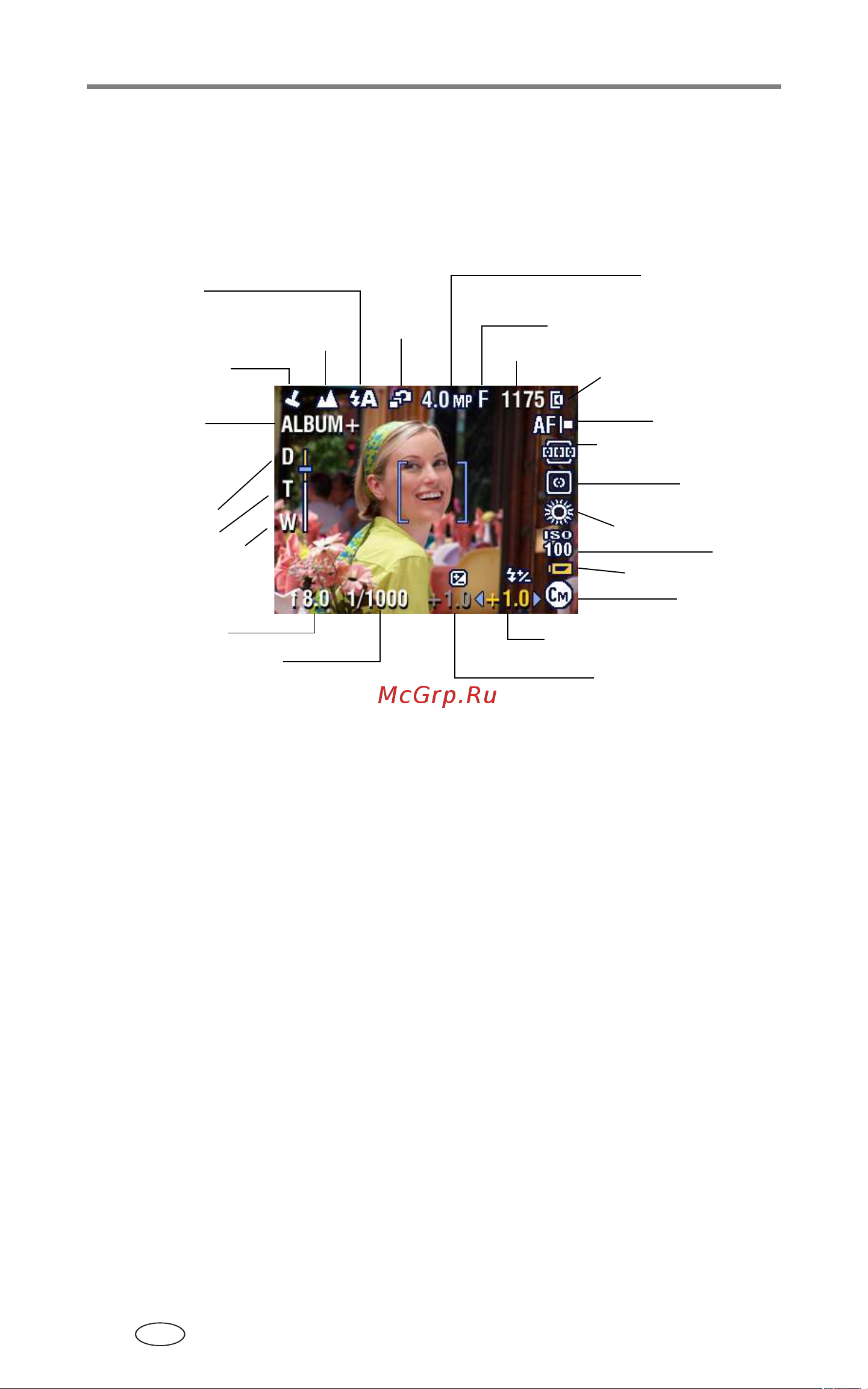 Kodak DX7440 EasyShare [14/85] Проверка состояния фотокамеры в режиме съемки