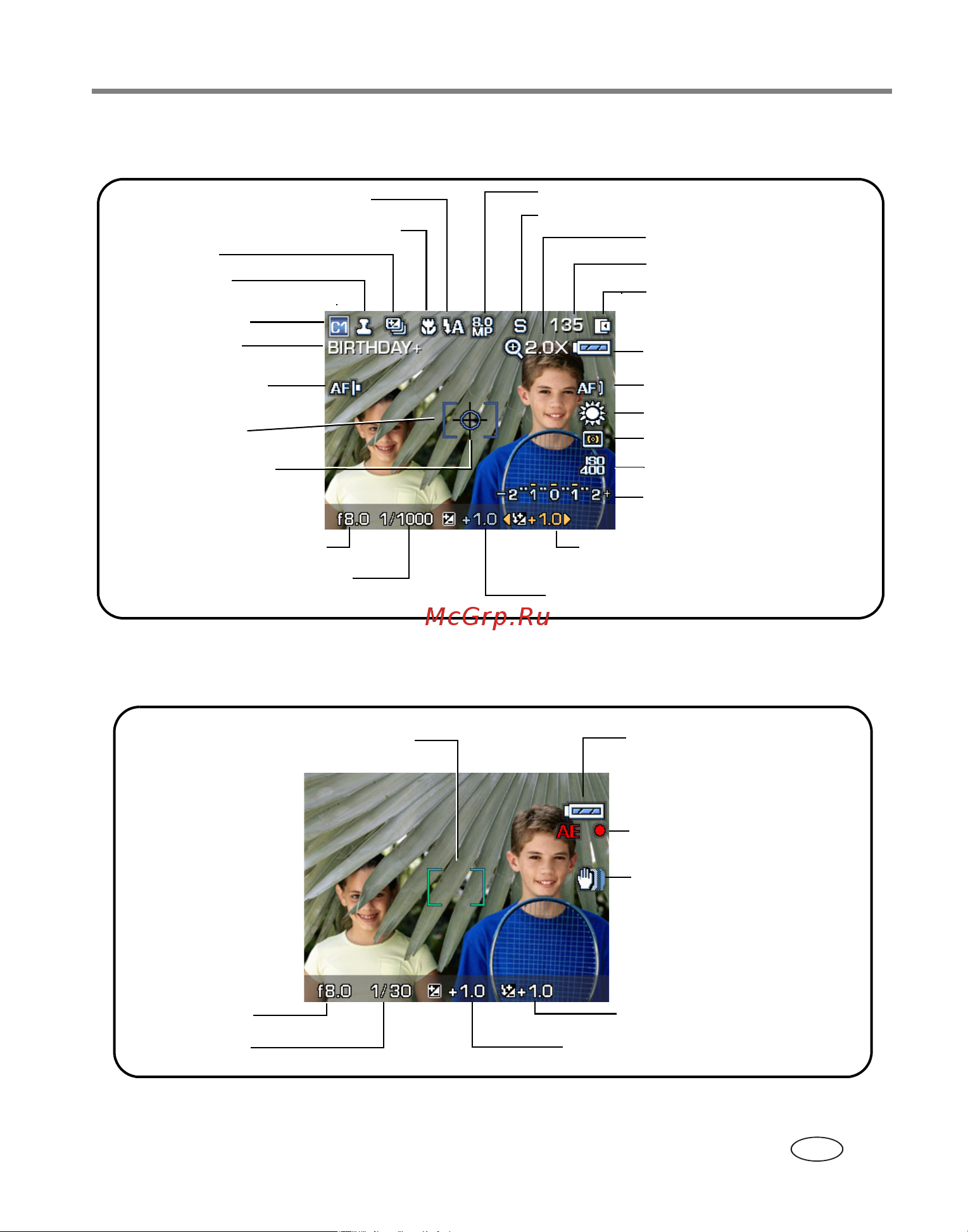 Kodak P880 EasyShare [17/130] Режимы съемки в режиме liveview живая картинка