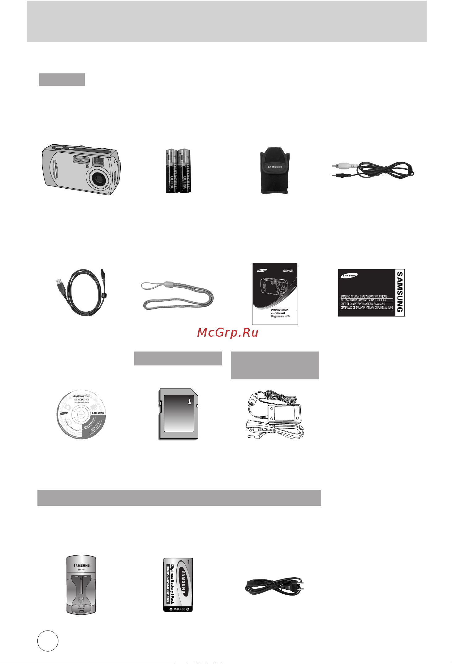 Samsung Digimax 401 [10/96] Омплектация