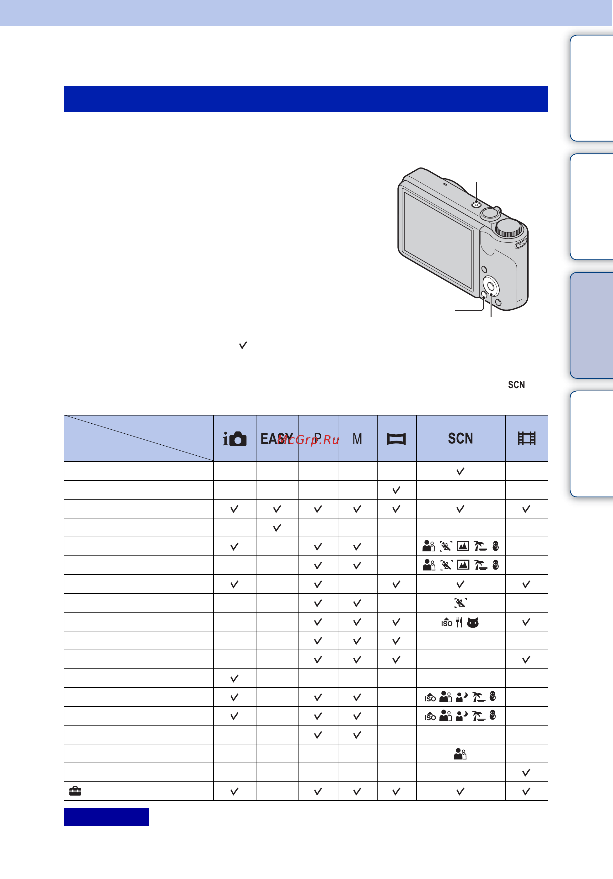 Sony DSC-H55 [11/140] Элементы menu съемка