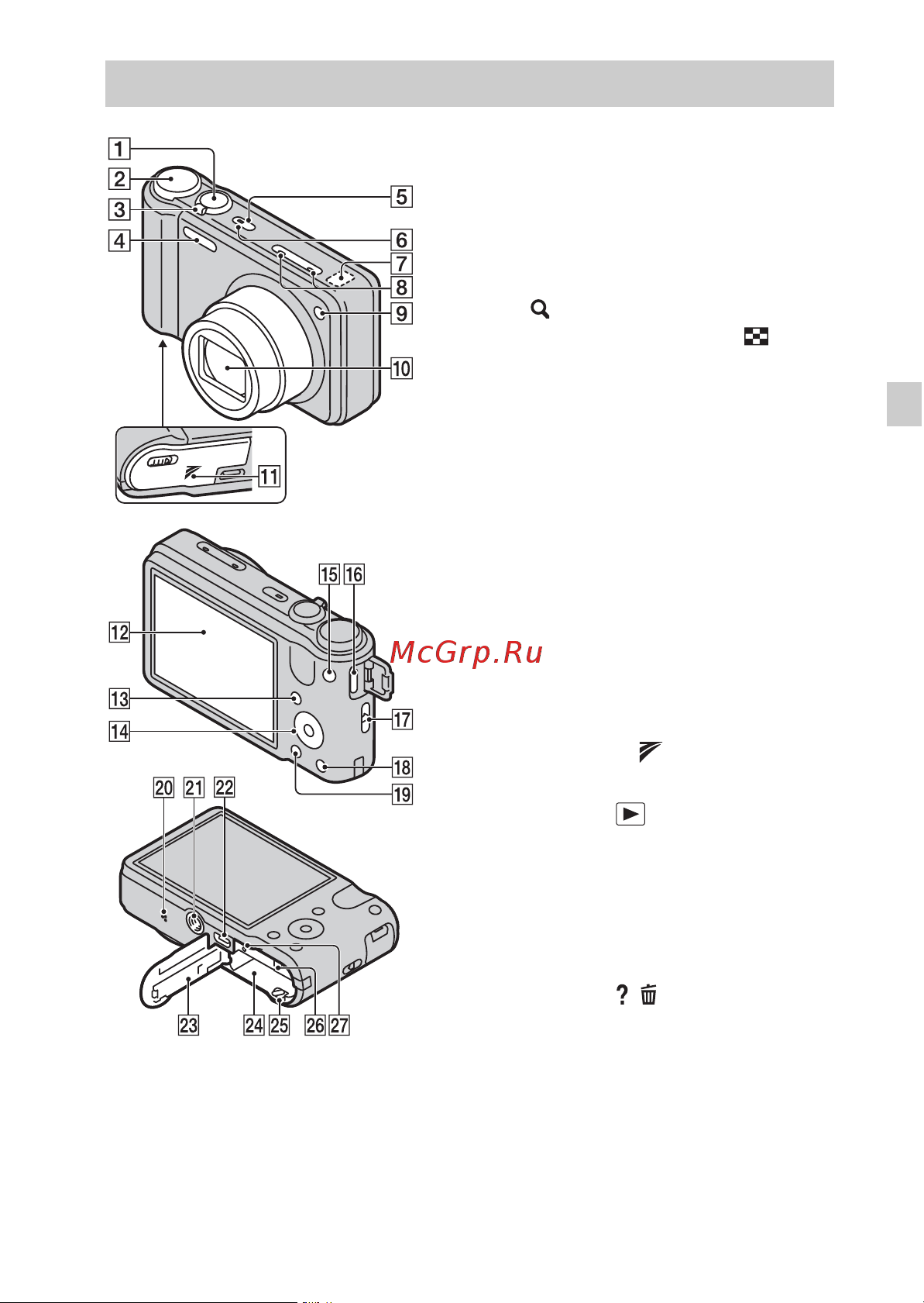 Sony DSC-HX7(V) [67/96] Визначення частин
