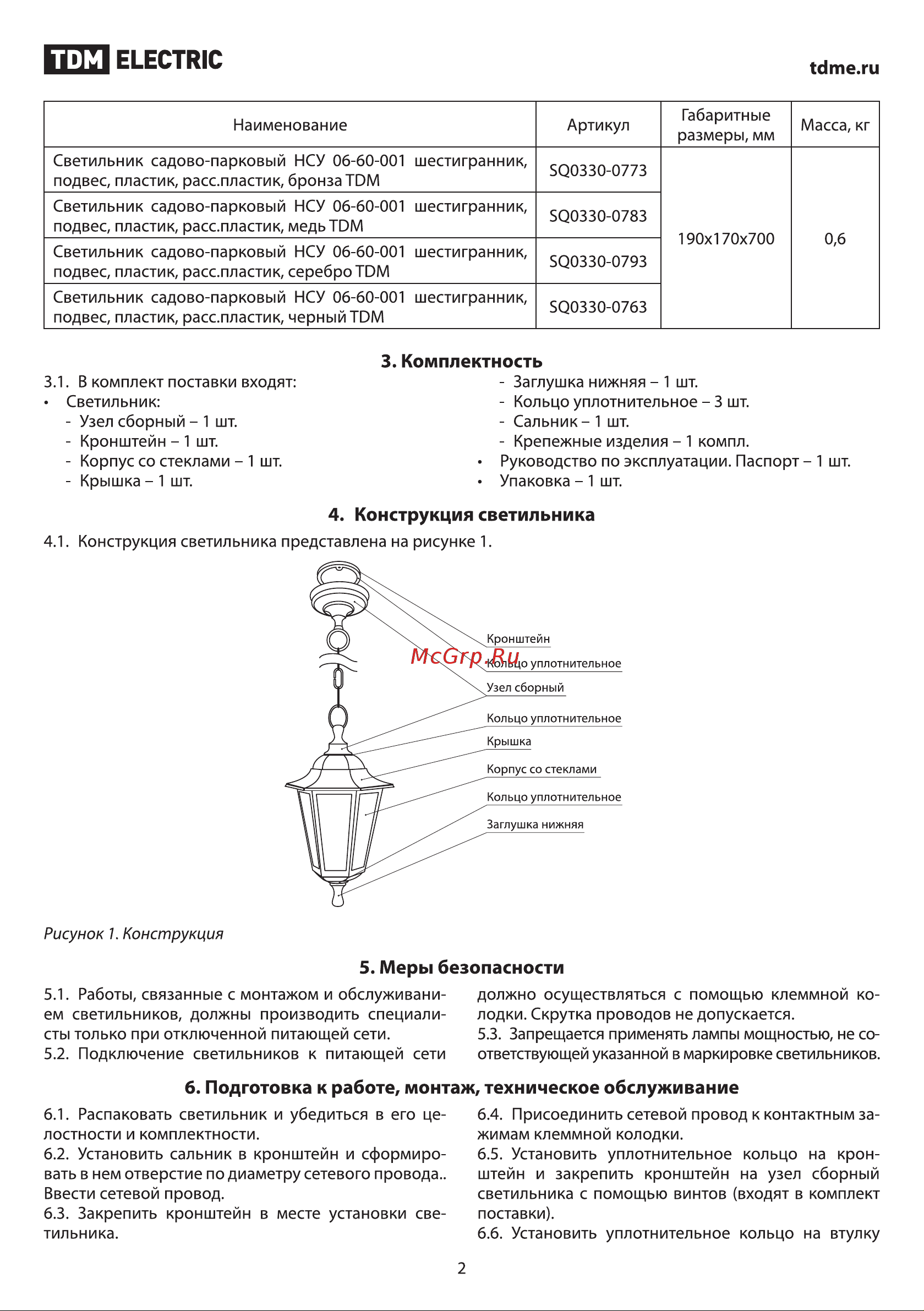 TDM Electric НСУ 06-60-001 SQ0330-0763 Руководство по эксплуатации онлайн [2/4] 741487