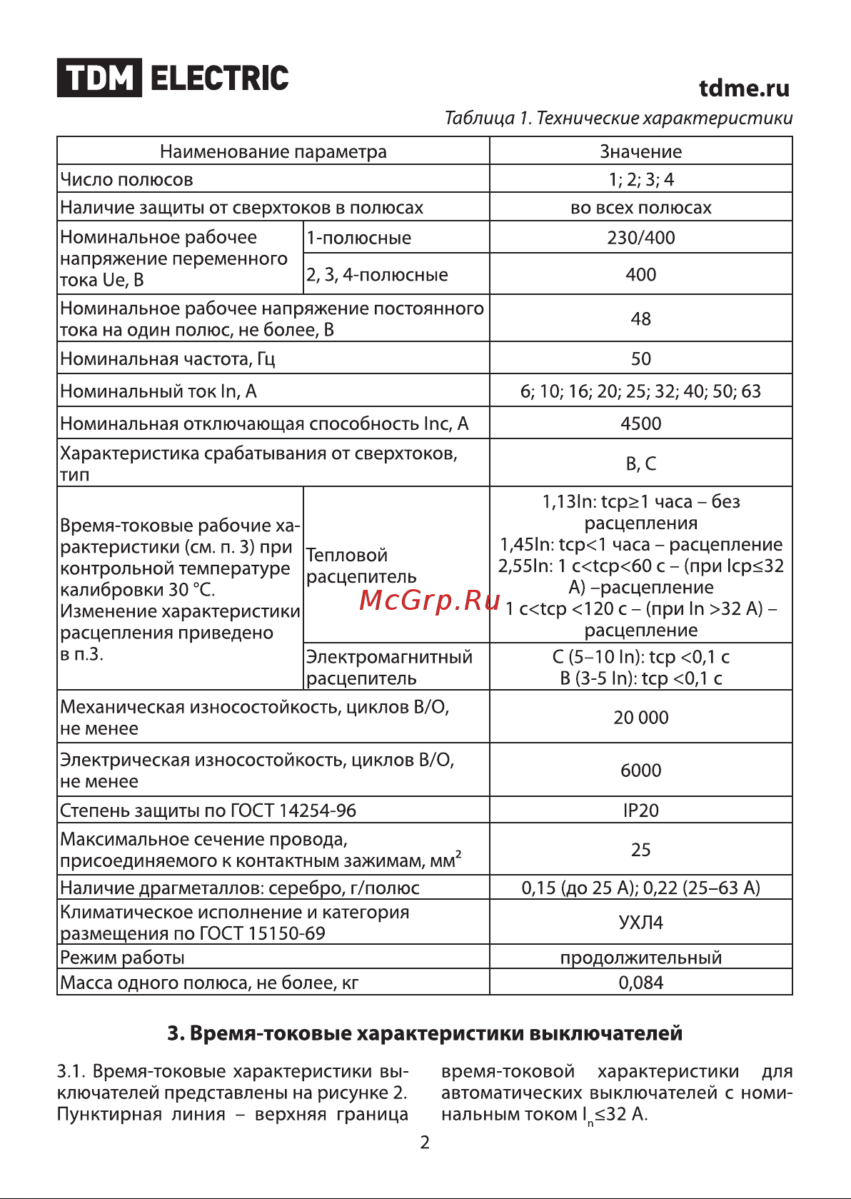 TDM Electric ВА47-63 2Р SQ0218-0013 Руководство по Эксплуатации онлайн [2/9] 742765