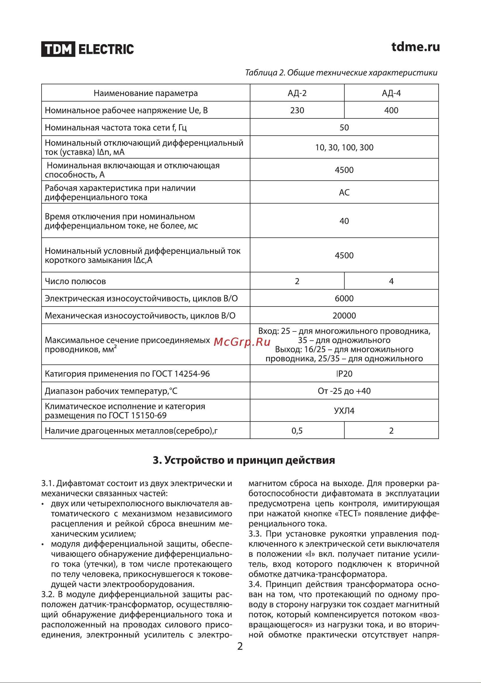 TDM Electric АД-2 2Р SQ0221-0004 Руководство по Эксплуатации онлайн [2/5] 742812