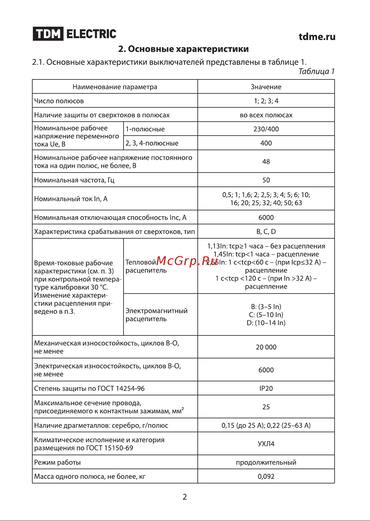 TDM Electric ВА47-60 1Р SQ0223-0066 Руководство по Эксплуатации онлайн [2/8] 742841