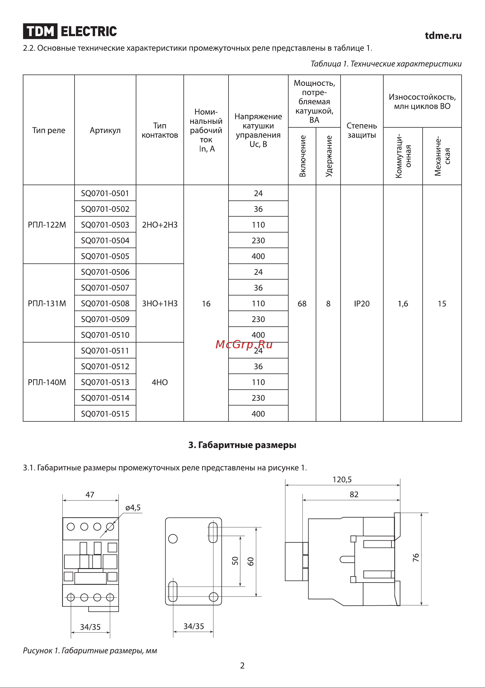 TDM Electric РПЛ-131М УХЛ4Б SQ0701-0507 Руководство по Эксплуатации онлайн [2/5] 743011