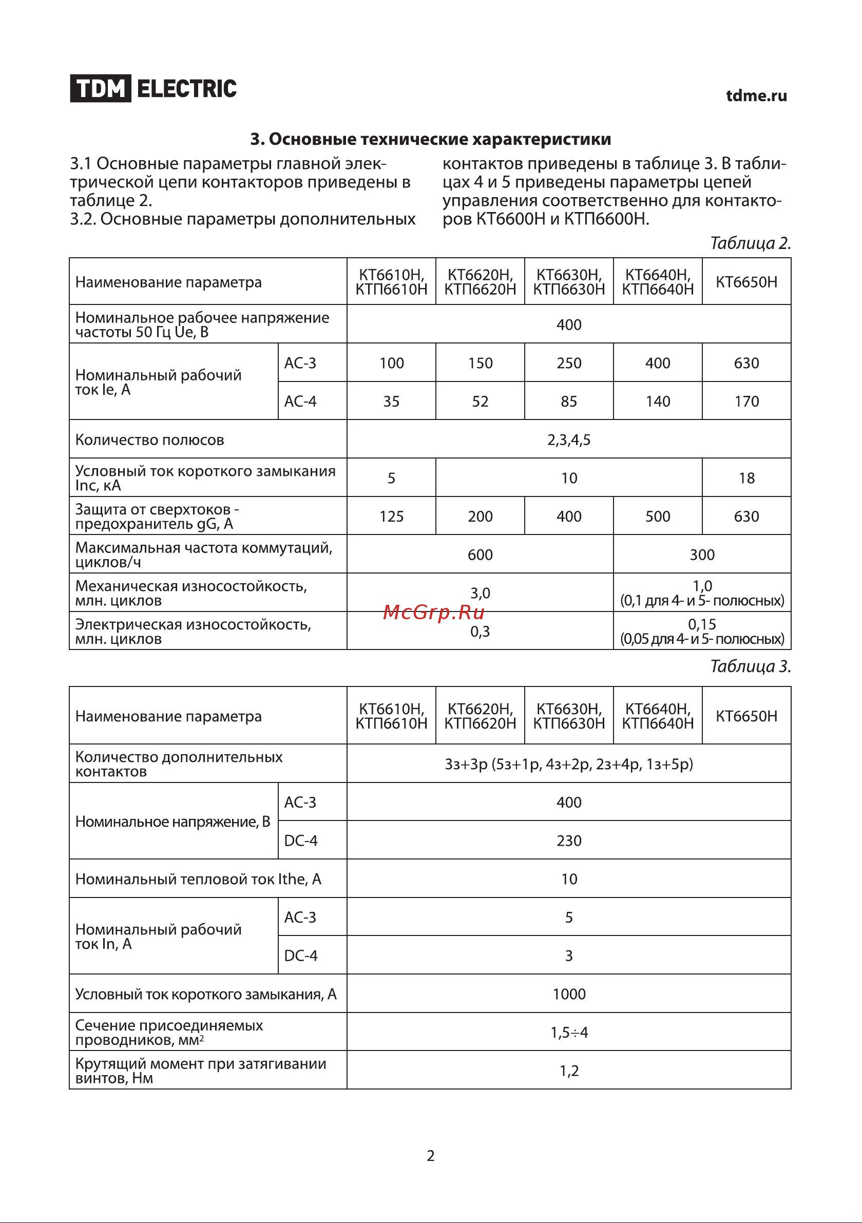 Тдм КТ 6633Н (250А; 3р; 230В) SQ0711-0005 Руководство по Эксплуатации онлайн [2/10] 816406