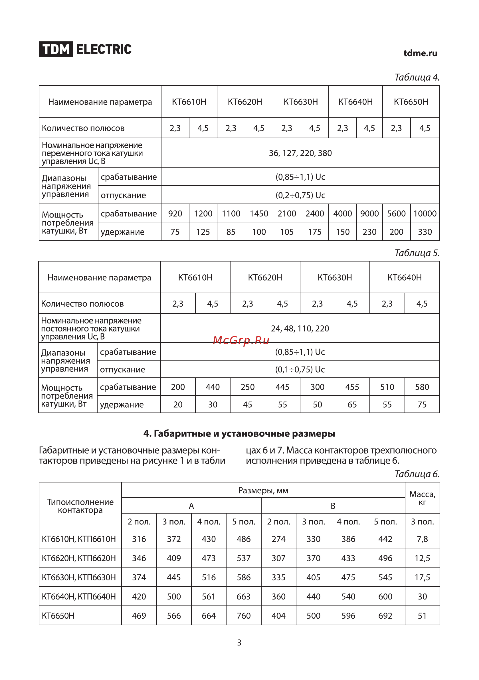 Тдм КТ 6633Н (250А; 3р; 230В) SQ0711-0005 Руководство по Эксплуатации онлайн [3/10] 816406