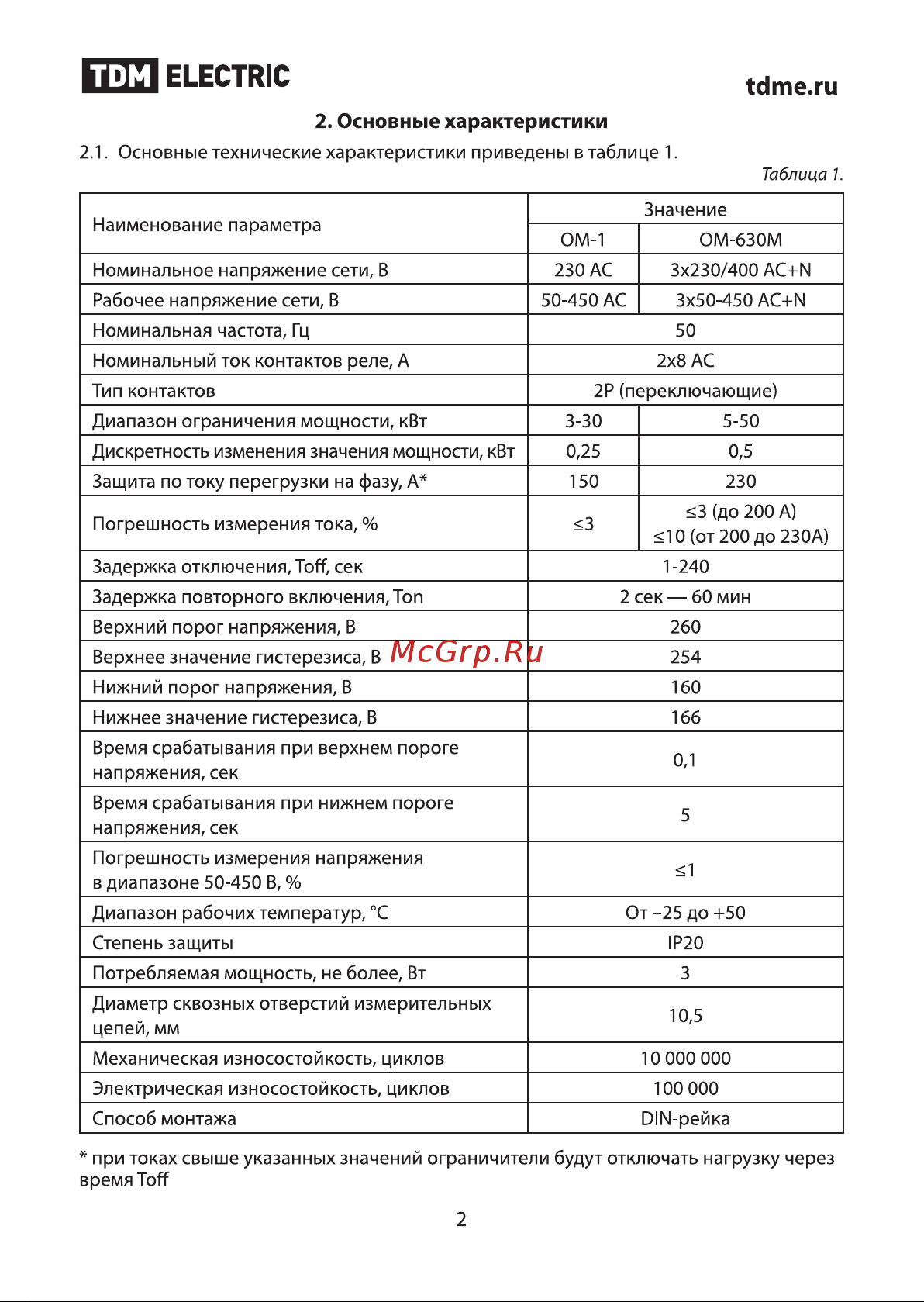 Тдм ом-630м 5/50-3н-01 (3ф, 5-50квт, 4мод, сумм. расчет, с реле напр.) SQ1505-0004 Руководство по Эксплуатации онлайн [2/12] 838783
