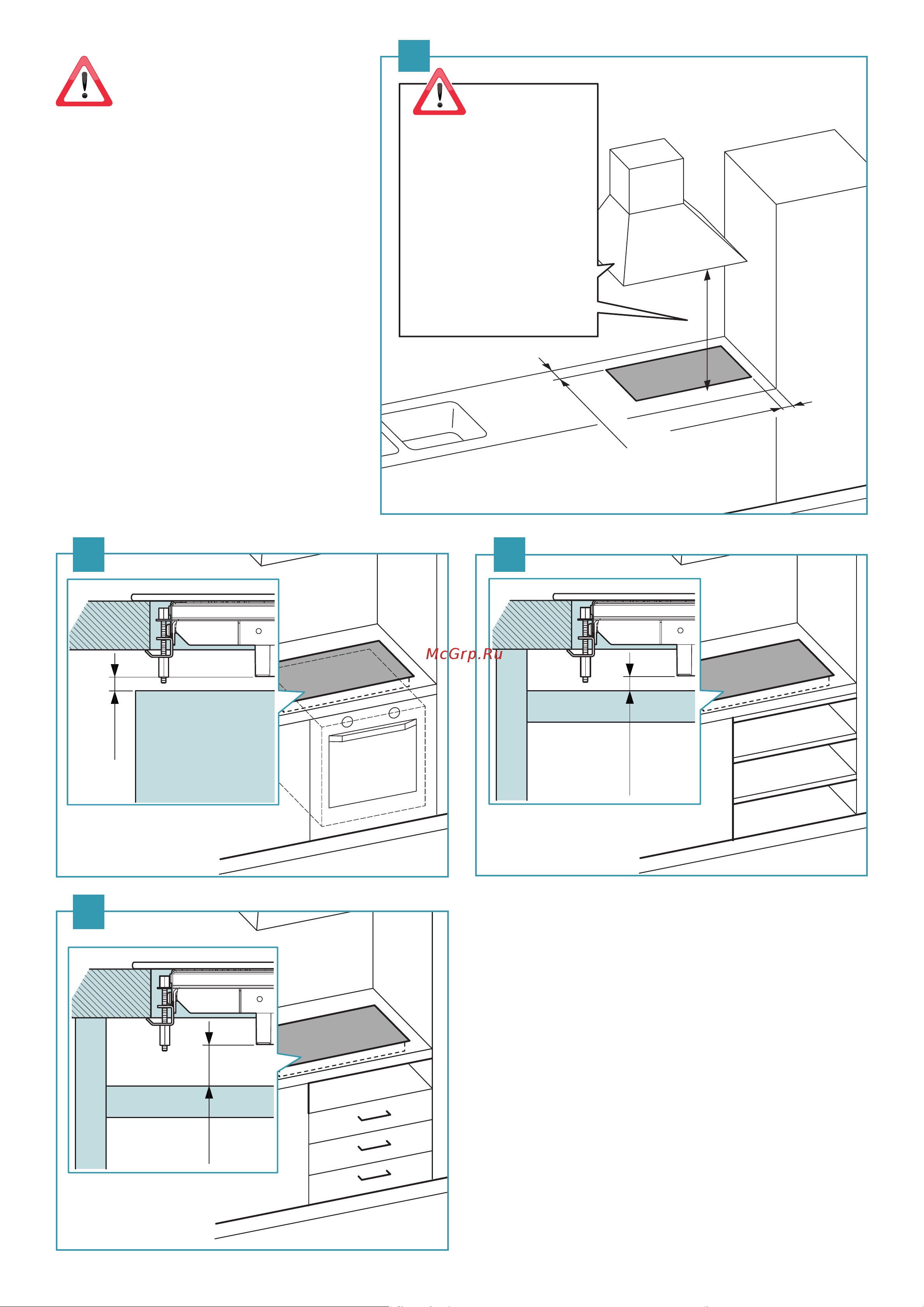 Falmec SINTESI 90 P.E.U. INOX CUZW90.00P8#ZZZI460F [3/56] Distancias de seguridad entre la cocina y el horno 2 la encimera genérica 3 el fondo de los cajones 4