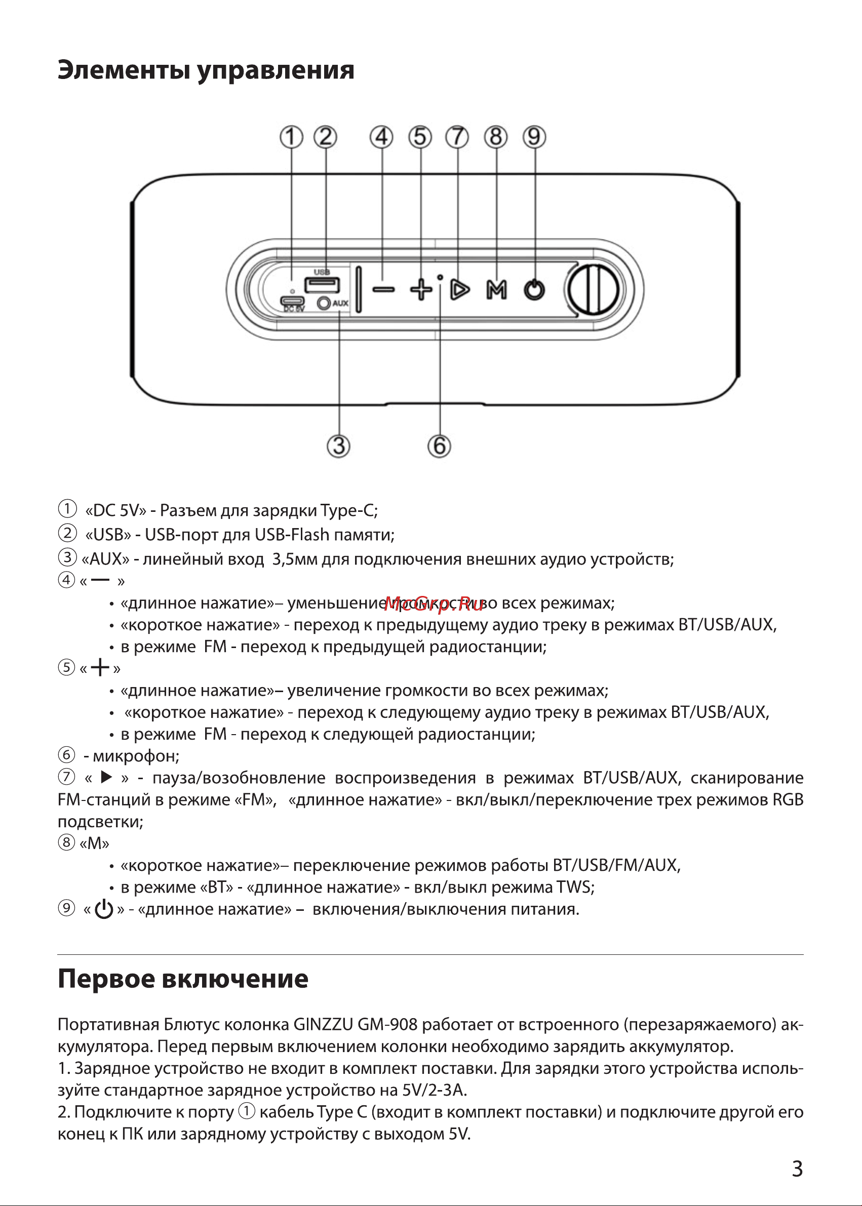 Ginzzu GM-908B Руководство пользователя онлайн [3/9] 746464