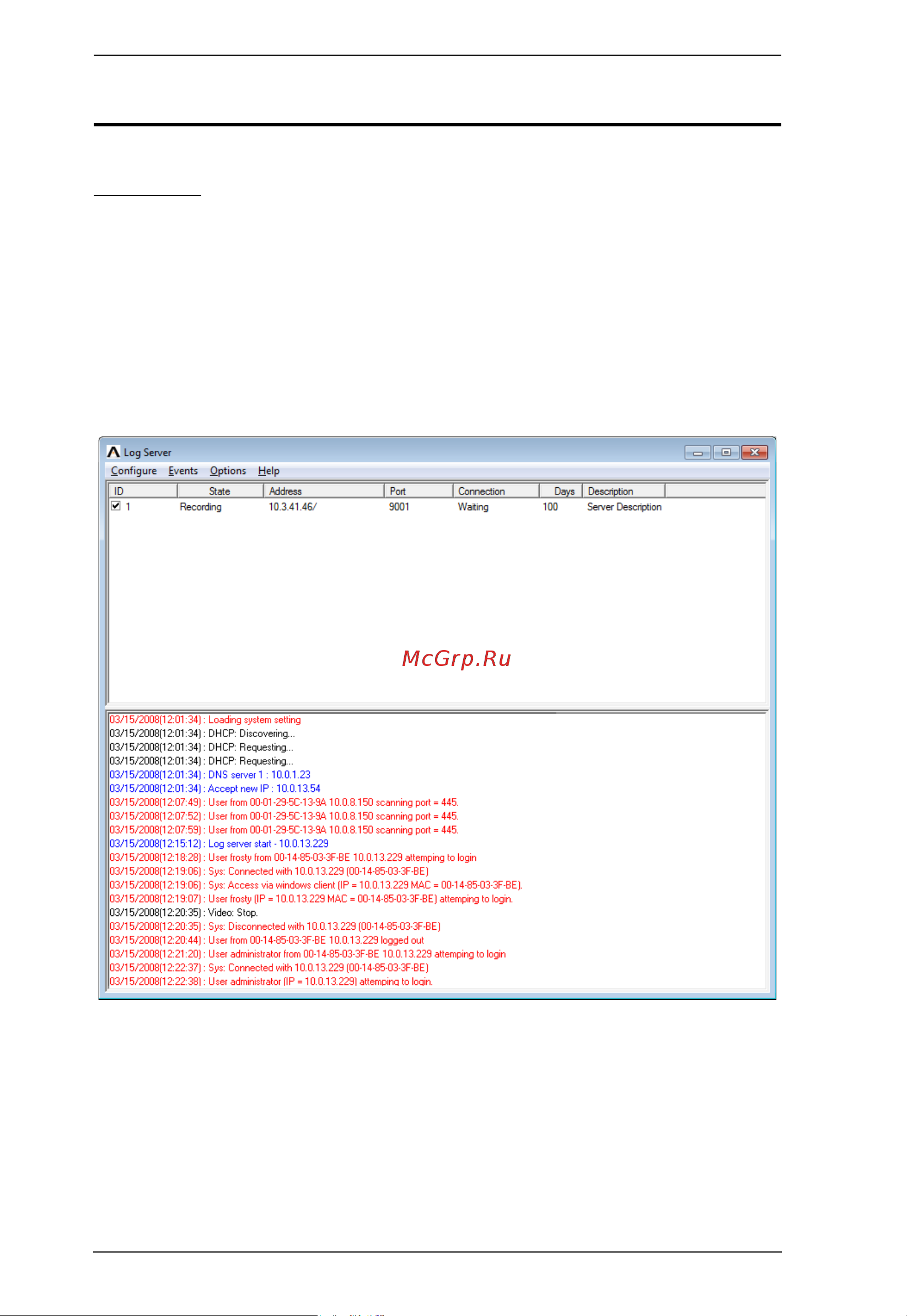 Aten KN2116VA [270/334] The log server main screen
