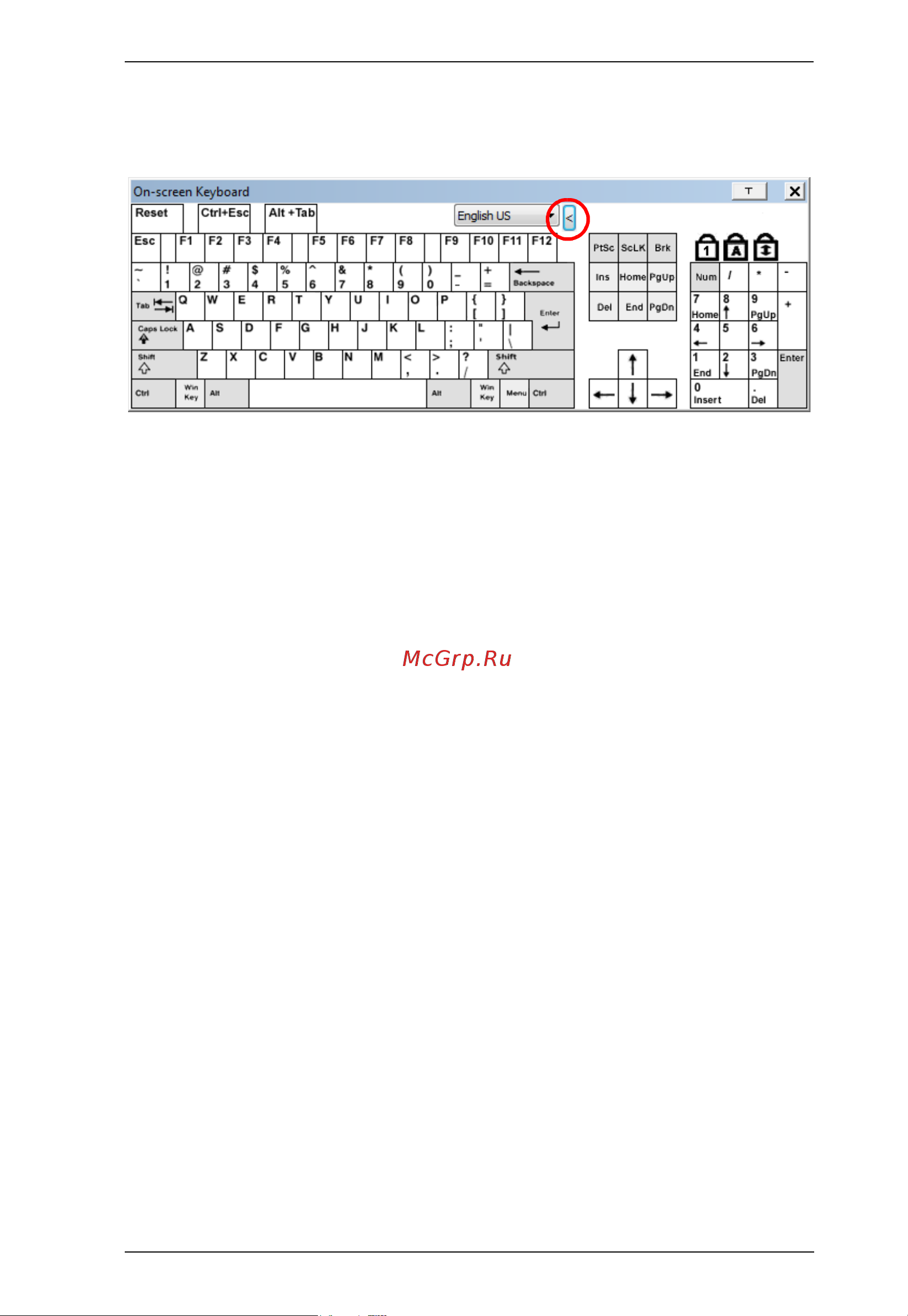 Aten CN8000A [117/203] To display hide the expanded keyboard keys click the arrow to the right of the language list arrow